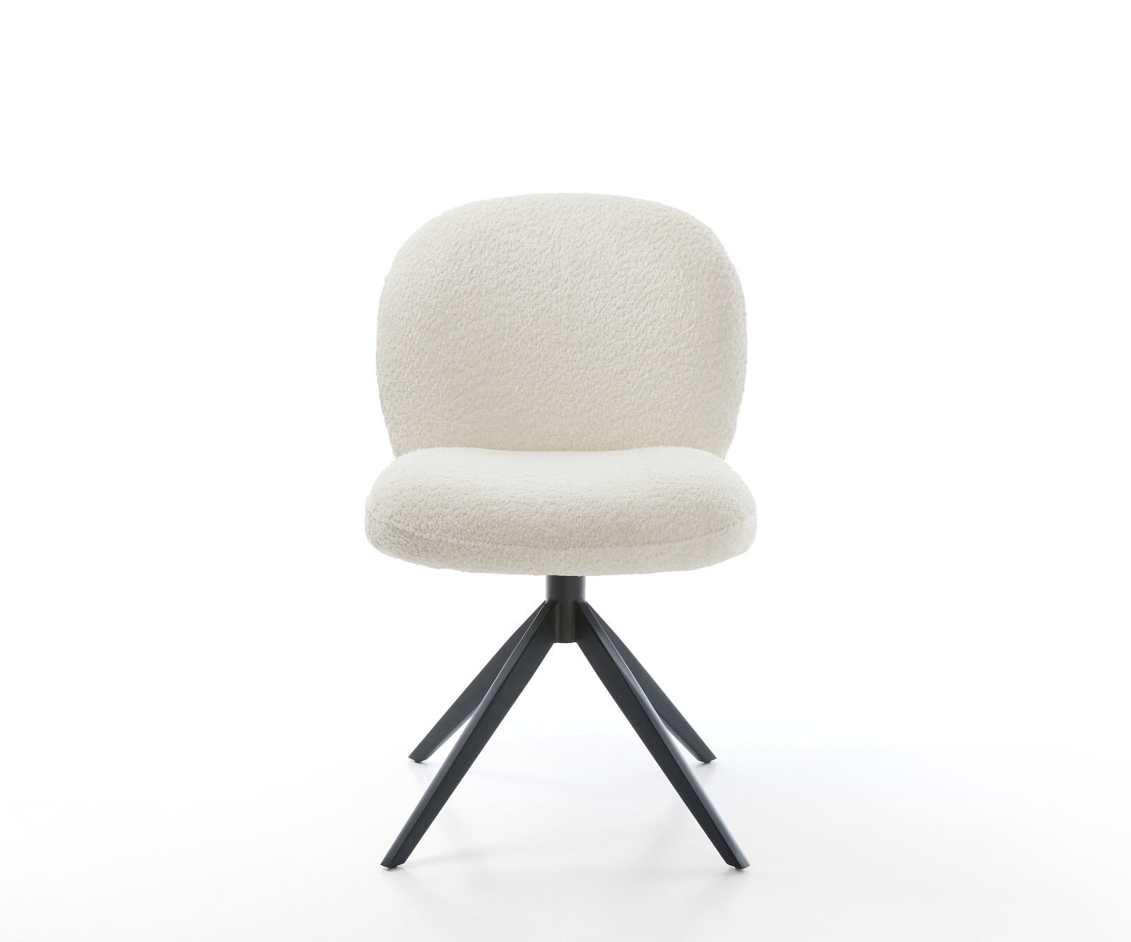 Chaise-pivotante Nube-Flex bouclé blanc pied croisé large noir pivotement sur 360° fonction bascule ressorts ensachés 1