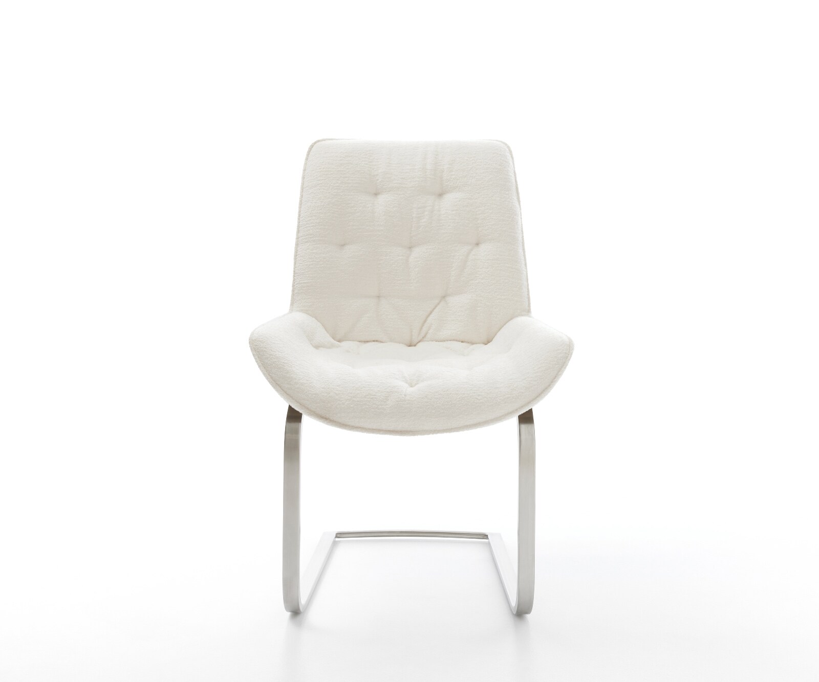 Cantilever Taimi-Flex bouclé doux beige pied cantilever plat acier inoxydable 2