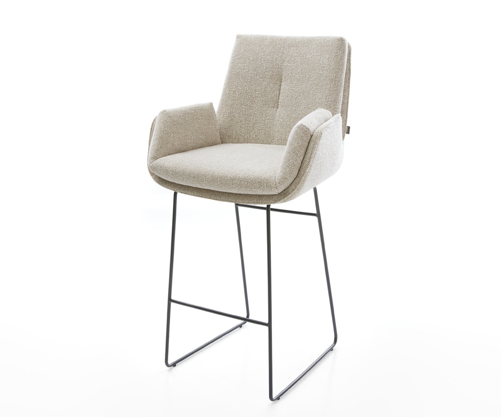 Chaise-de-bar Clea-Flex Tissu tissé doux Beige Pied trapèze noir Noir