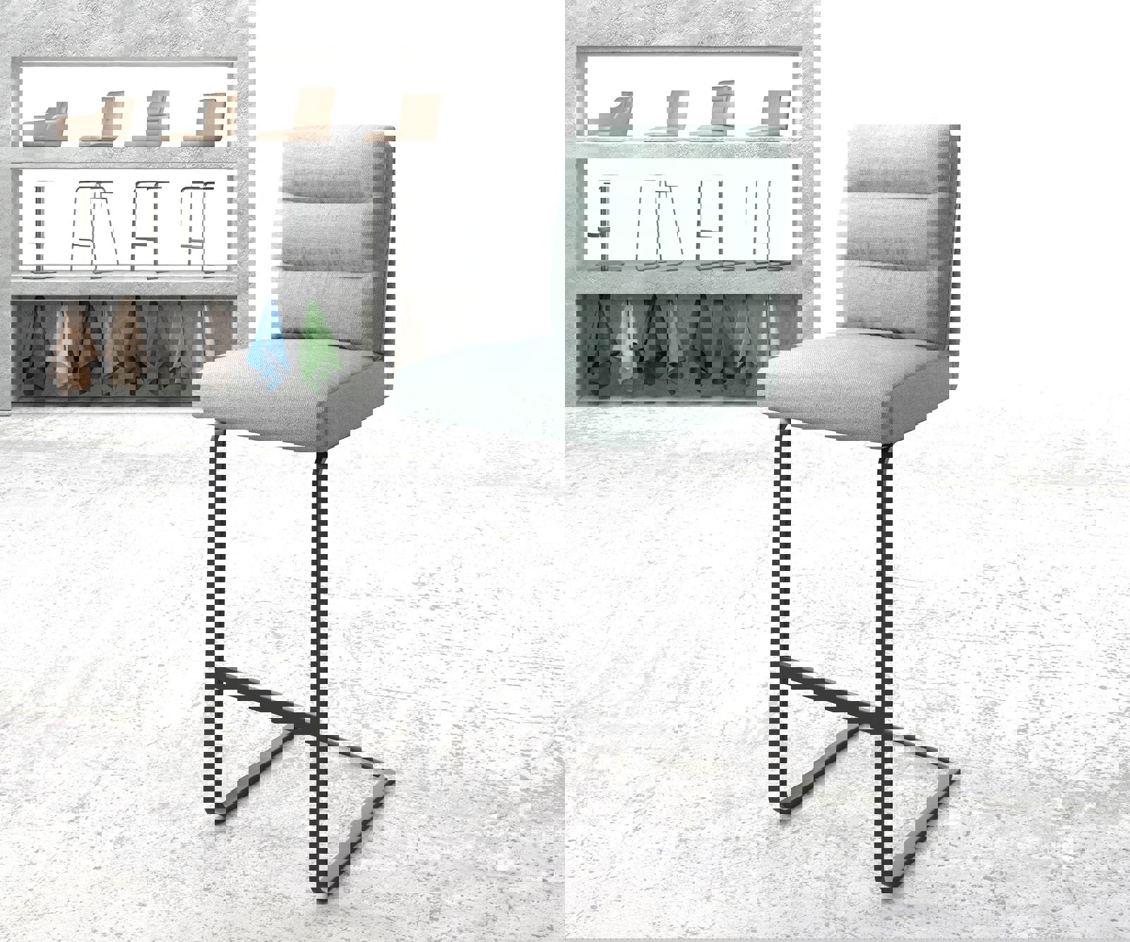 Chaise-de-bar Pela-Flex rayures menthe chaise cantilever métal plat