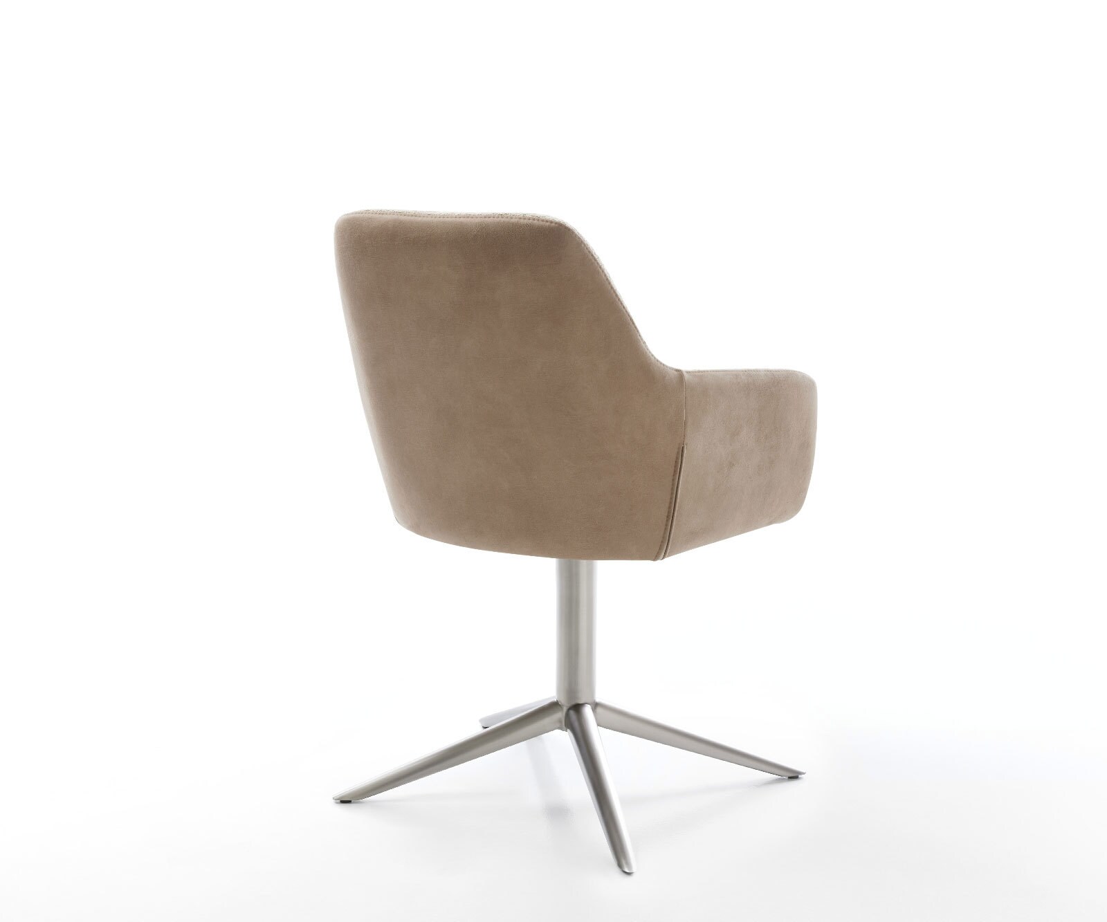 Chaise-pivotante Pejo-Flex tissu mixte couleur boue pied de chaise 4 branches acier inoxydable brossé pivotement sur 360° fonction bascule ressorts ensachés 5