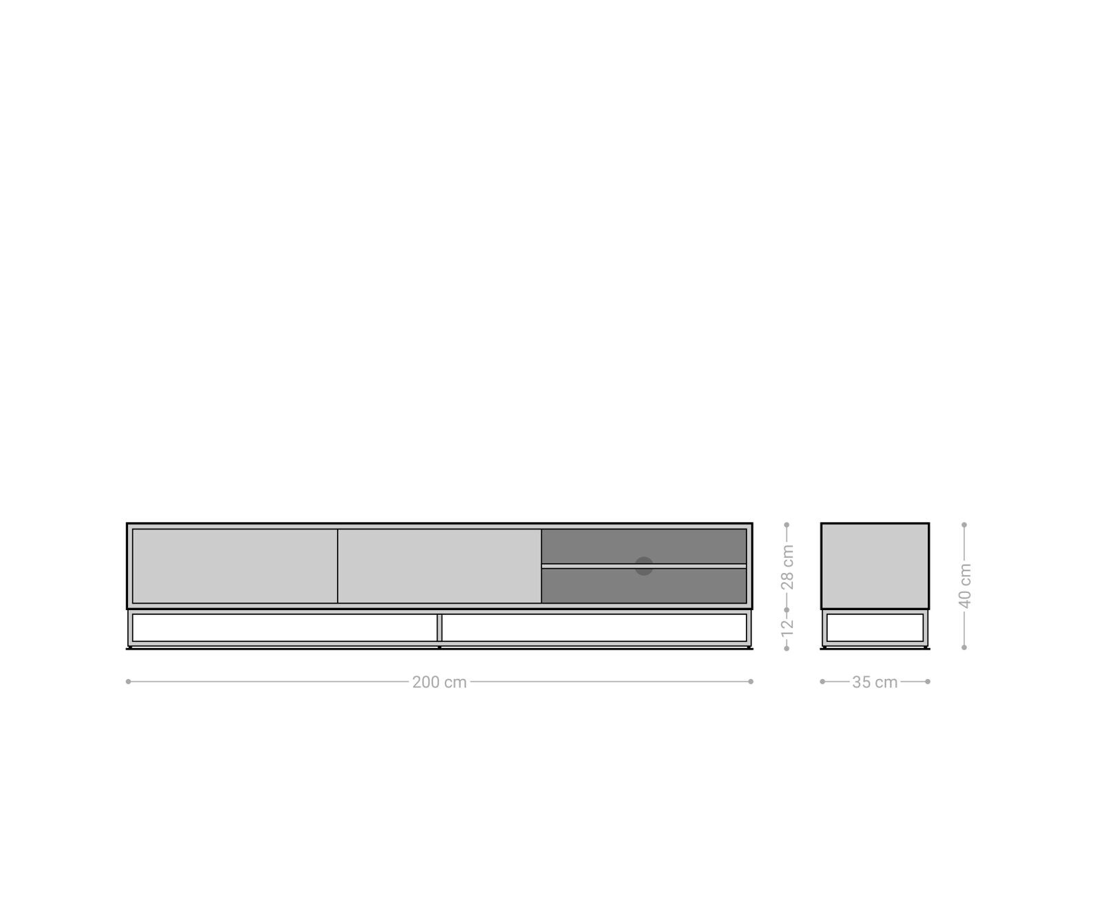 Meuble TV Famke 200 cm mangue teck 2 portes 2 compartiments 9
