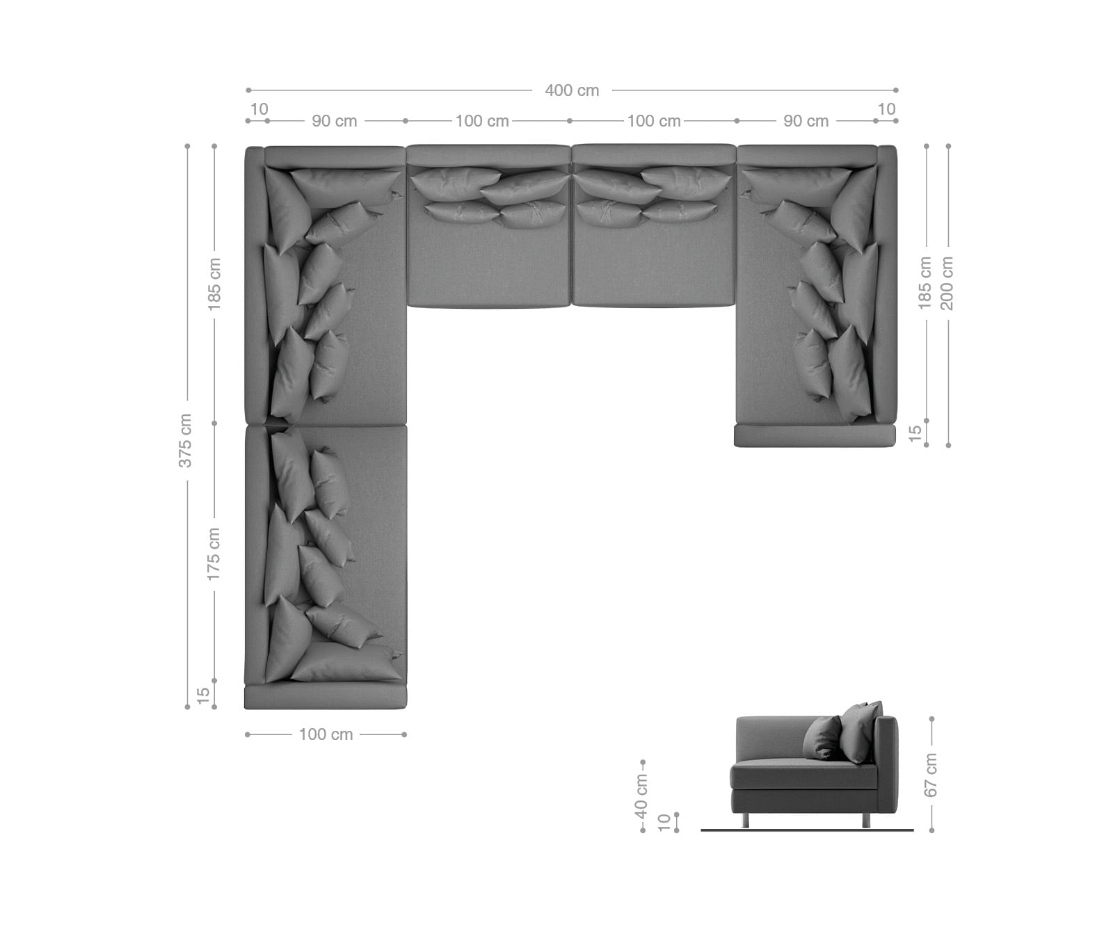 Canapé Clovis XXL blanc noir avec accoudoir ottoman gauche 6 Canapé Clovis XXL blanc noir avec accoudoir ottoman gauche 6