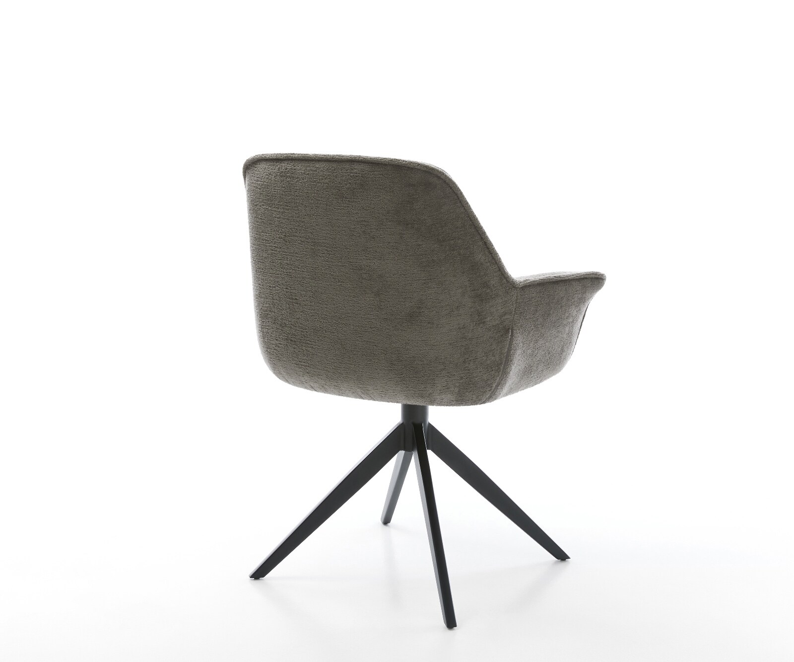 Chaise-pivotante Keila-Flex avec accoudoirs bouclé doux couleur boue pied croisé large noir pivotement sur 360° fonction bascule 5