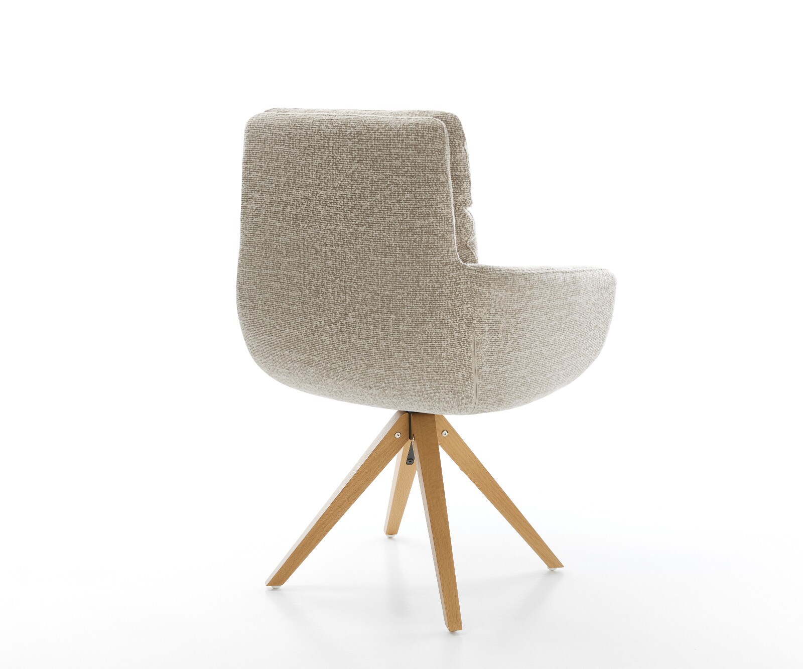 Chaise-pivotante Abelia-Flex avec accoudoirs tissu tissé doux beige pied en bois angulaire naturel pivotement sur 180° 5