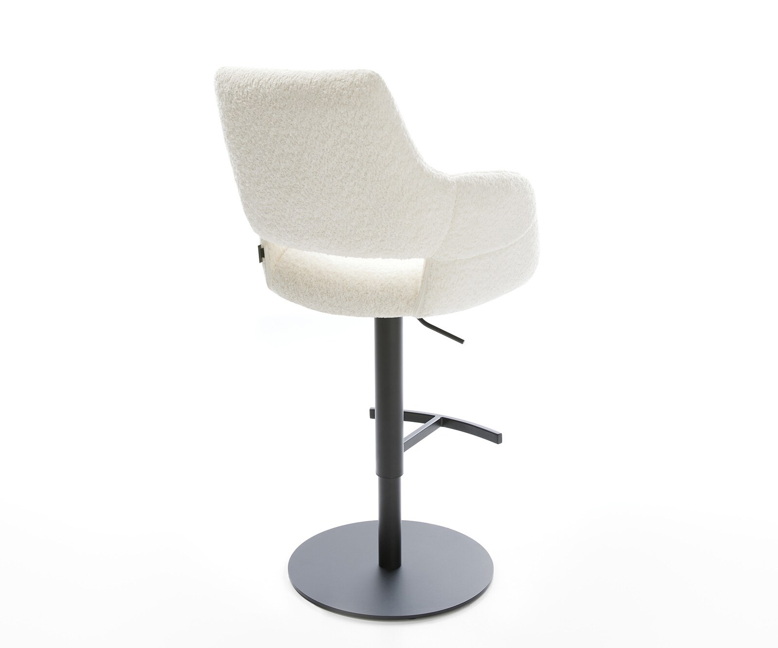 Chaise-de-bar Yago-Flex Bouclé Blanc Pied pivotant réglable en hauteur Métal noir pivotant Ressorts ensachés 4