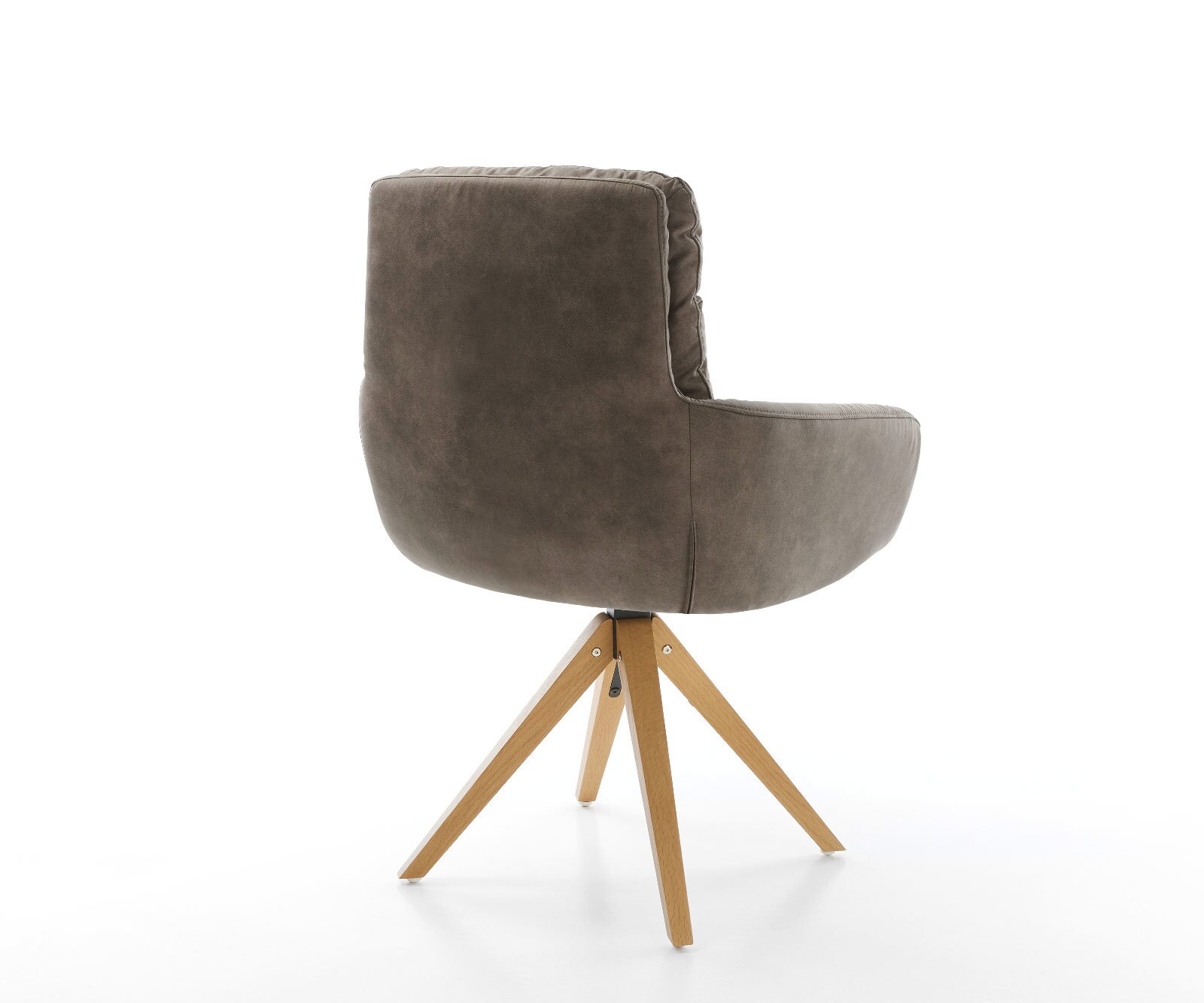 Chaise-de-salle-à-manger Abelia-Flex avec accoudoirs microvelours taupe vintage pied en bois angulaire naturel 4 Chaise-de-salle-à-manger Abelia-Flex avec accoudoirs microvelours taupe vintage pied en bois angulaire naturel 4