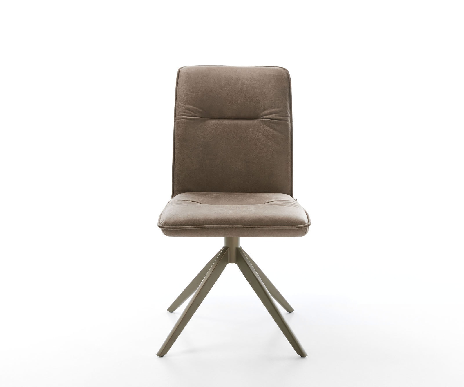 Chaise-pivotante Vinjo-Flex microvelours taupe vintage pied croisé large aspect titane pivotement sur 360° 1 Chaise-pivotante Vinjo-Flex microvelours taupe vintage pied croisé large aspect titane pivotement sur 360° 1