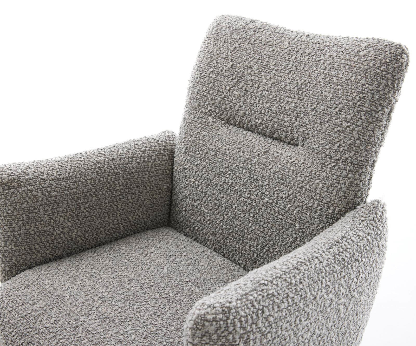 Chaise-pivotante Jova-Flex avec accoudoirs bouclé gris argenté pied croisé large aspect titane pivotement sur 360° ressorts ensachés 3 Chaise-pivotante Jova-Flex avec accoudoirs bouclé gris argenté pied croisé large aspect titane pivotement sur 360° ressorts ensachés 3