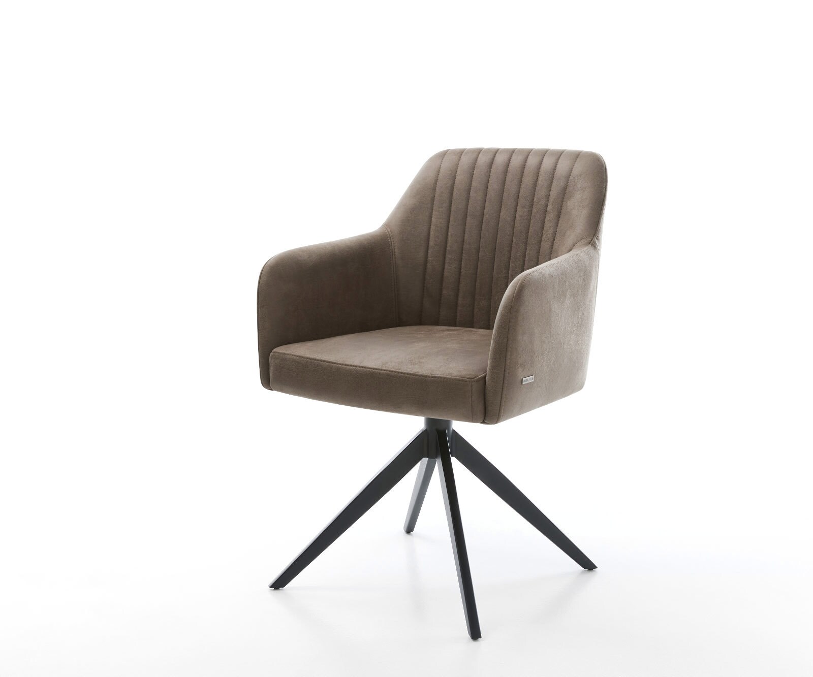 Chaise-pivotante Greg-Flex microvelours taupe vintage pied croisé large noir pivotement sur 360° fonction bascule ressorts ensachés