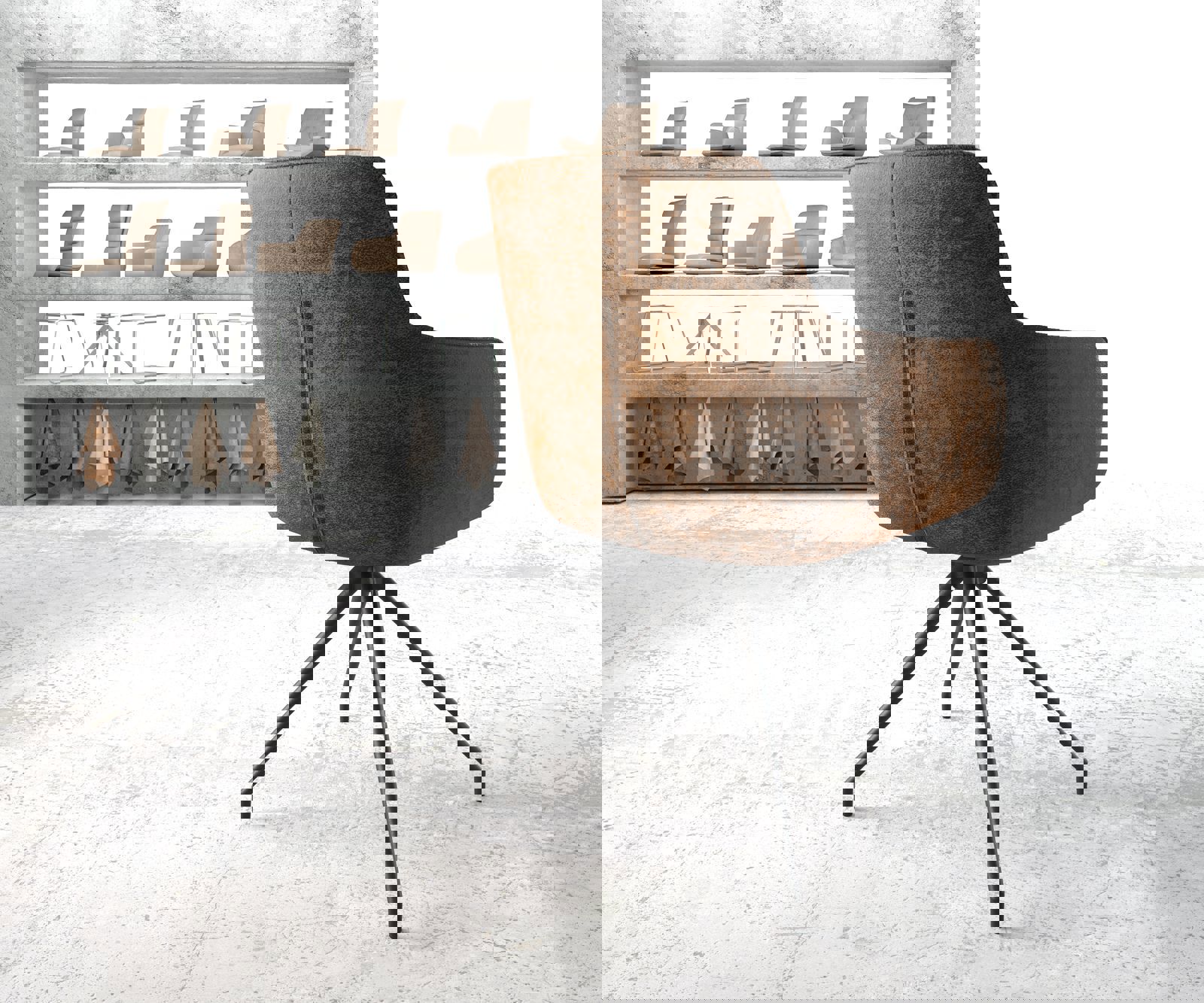 Chaise-pivotante Pejo-Flex brun antique cadre croisé conique noir pivote sur 180° 3 Chaise-pivotante Pejo-Flex brun antique cadre croisé conique noir pivote sur 180° 3