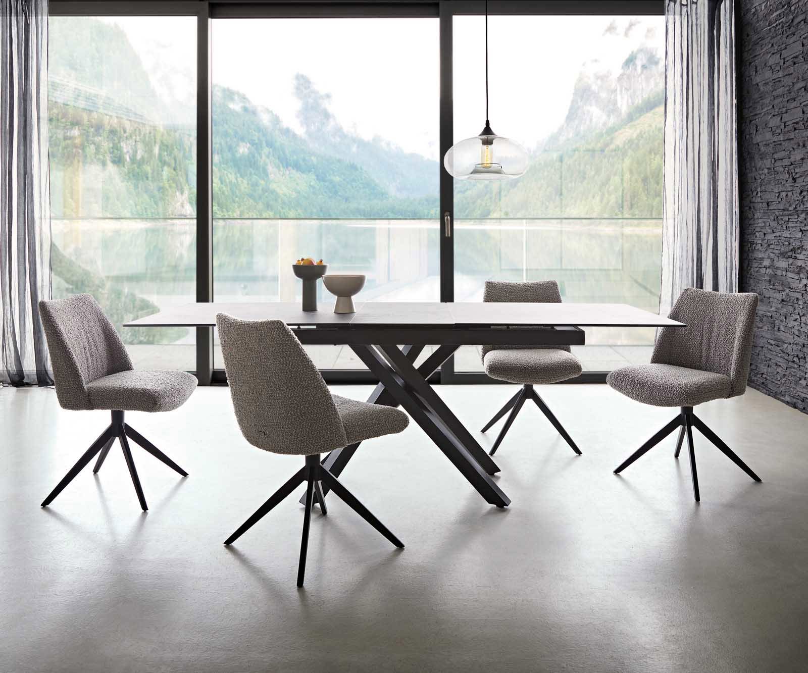 Chaise-pivotante Elso-Flex bouclé gris argenté pied croisé large noir pivotement sur 360° ressorts ensachés 5 Chaise-pivotante Elso-Flex bouclé gris argenté pied croisé large noir pivotement sur 360° ressorts ensachés 5