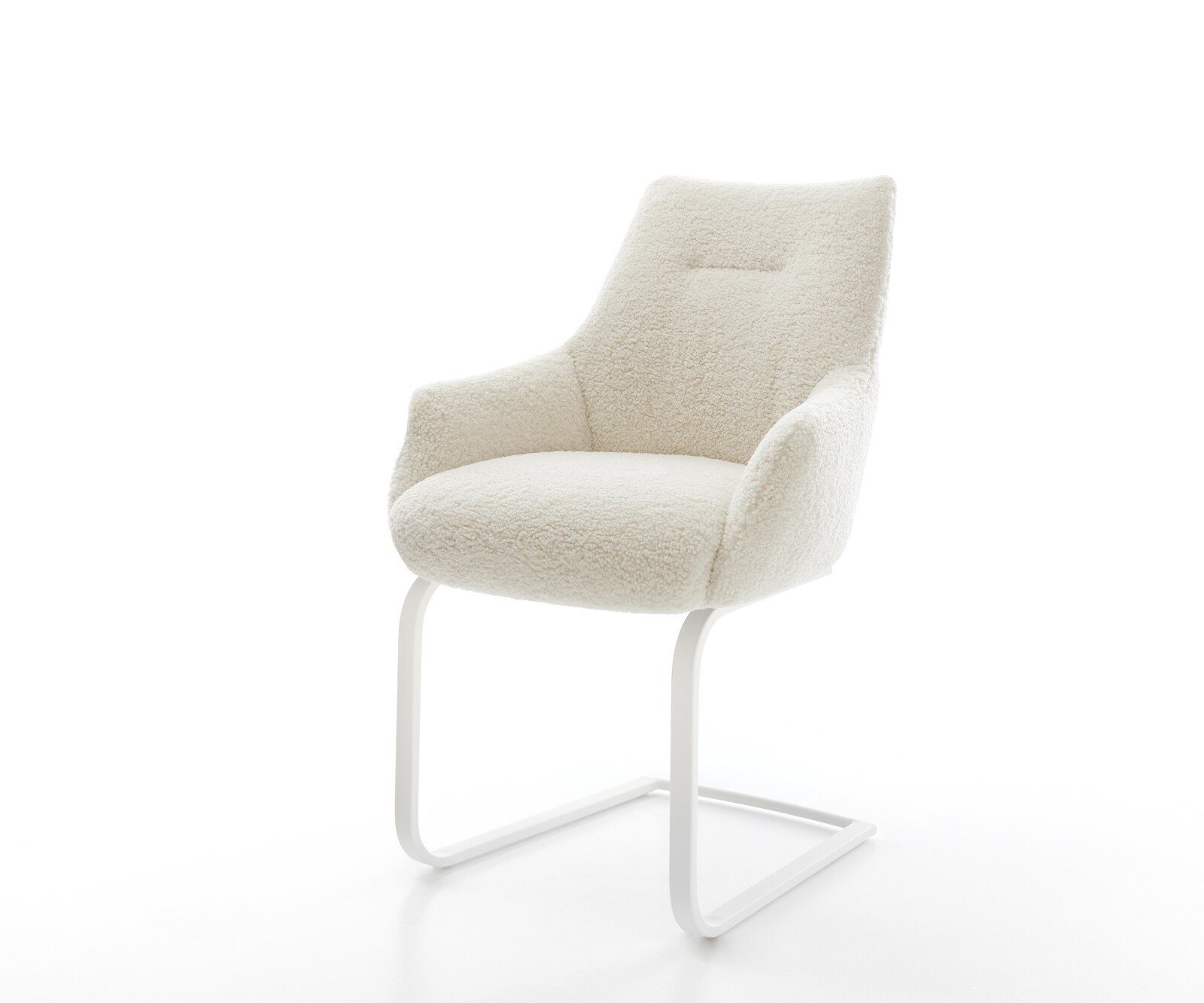 Cantilever Alja-Flex avec accoudoirs tissu teddy beige pied cantilever plat blanc resorts ensachés 1