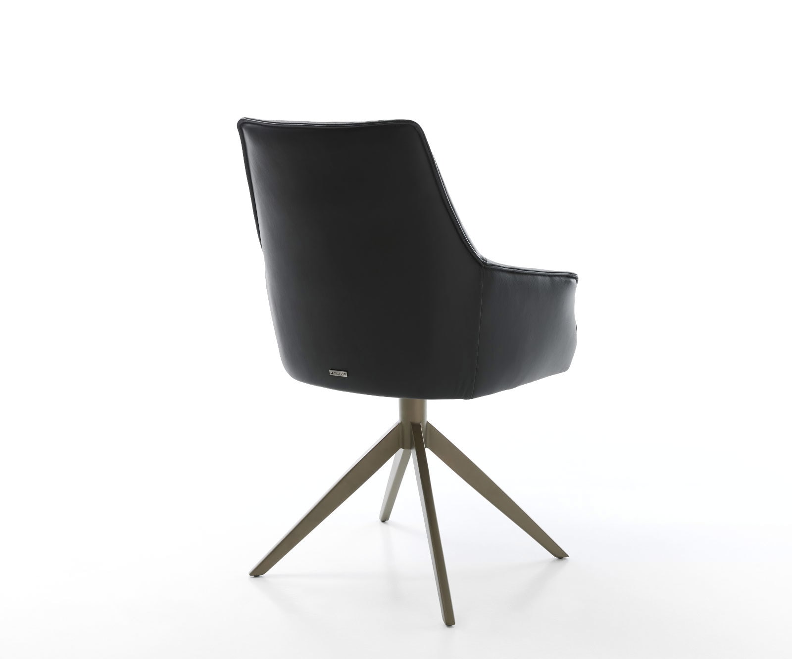 Chaise-pivotante Alja-Flex avec accoudoirs cuir de vache noir pied croisé large aspect titane pivotement sur 360° ressorts ensachés 4 Chaise-pivotante Alja-Flex avec accoudoirs cuir de vache noir pied croisé large aspect titane pivotement sur 360° ressorts ensachés 4