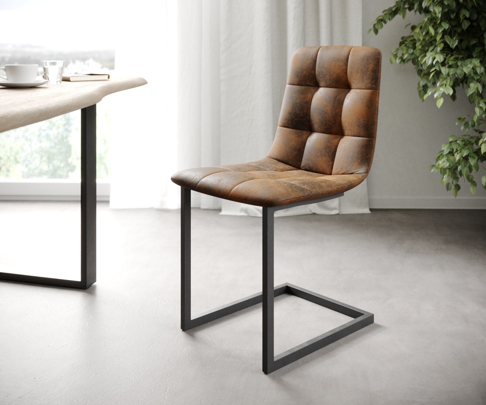 Pia-Adesso eetset van 4 stoelen in lichtgrijs fluweel met kegelvormige kruisstructuur 4