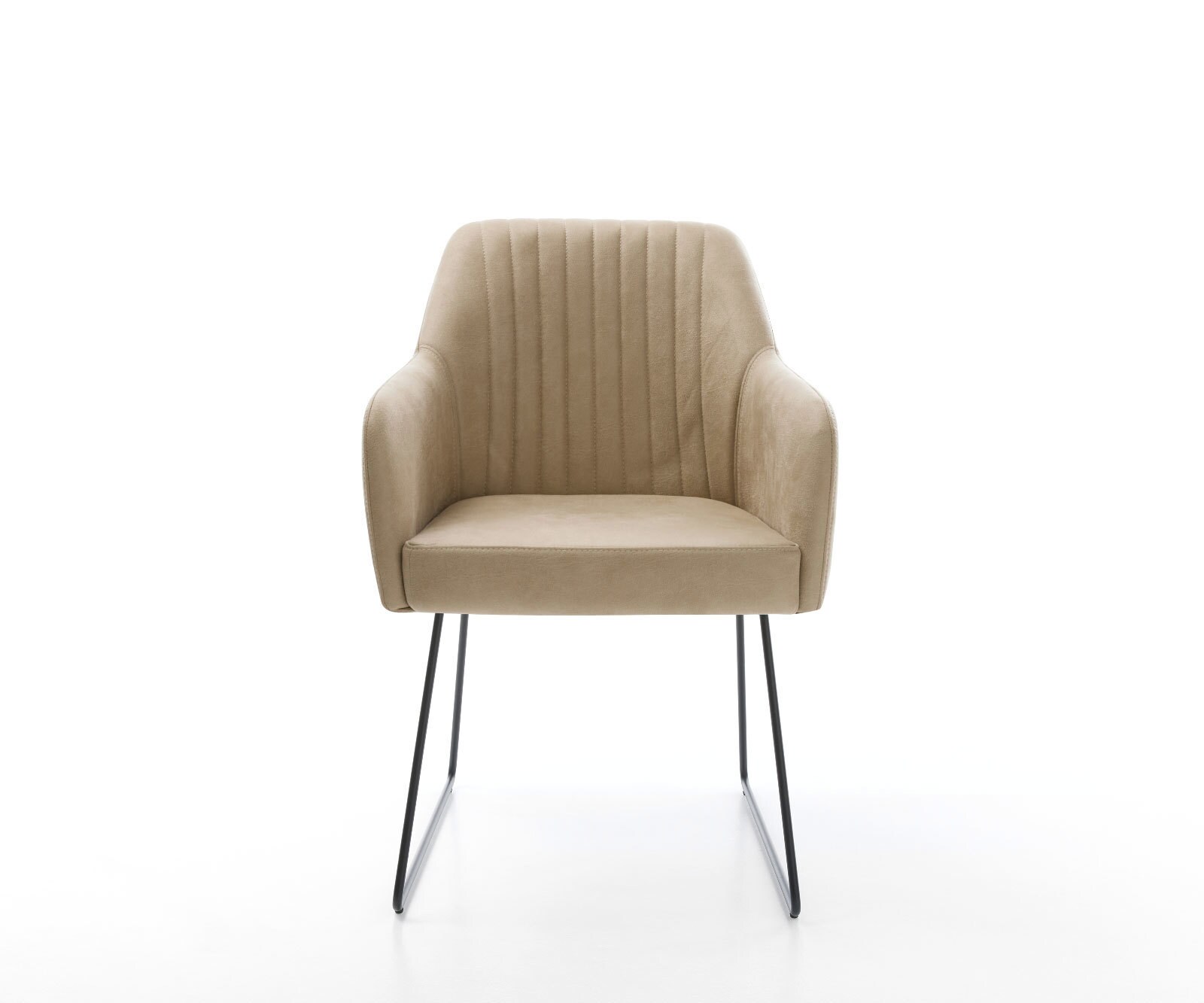 Chaise-de-salle-à-manger Greg-Flex microvelours beige vintage pied trapèze noir ressorts ensachés 1 Chaise-de-salle-à-manger Greg-Flex microvelours beige vintage pied trapèze noir ressorts ensachés 1