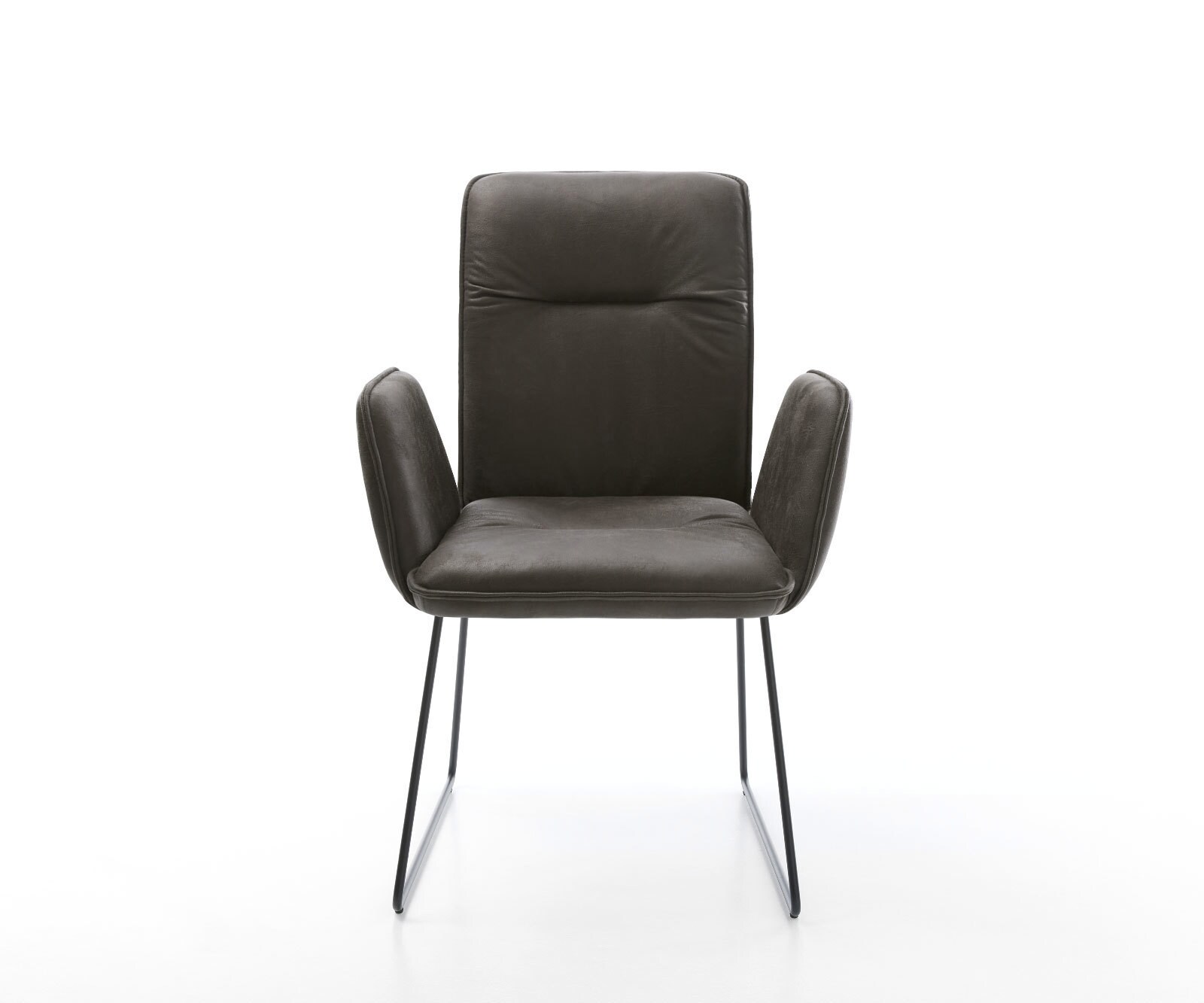 Chaise-de-salle-à-manger Vinja-Flex microvelours anthracite vintage pied trapèze noir 1