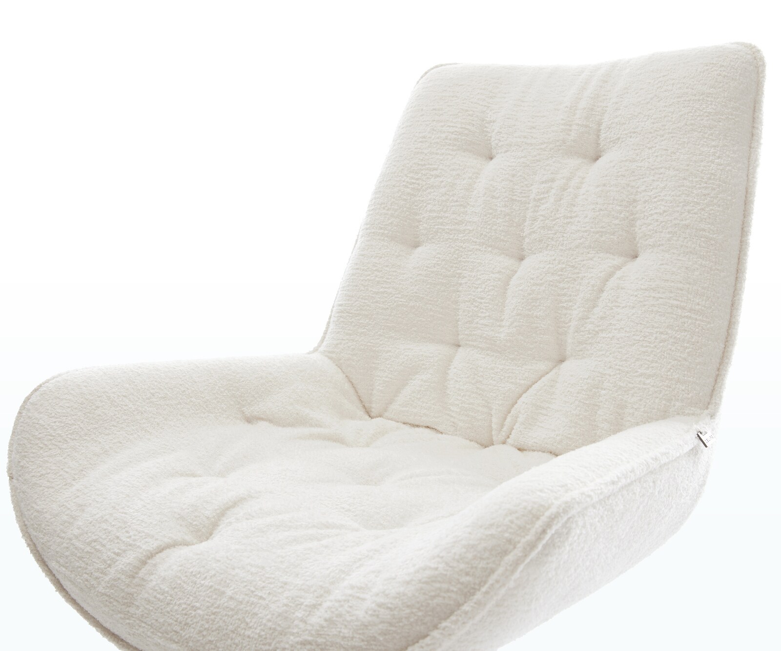 Chaise-de-salle-à-manger Taimi-Flex bouclé doux beige pied trapèze acier inoxydable 4