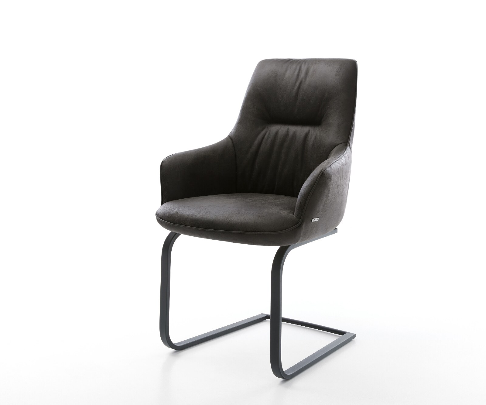 Cantilever Zelia-Flex avec accoudoirs microfibre antracite vintage pied cantilever plat noir ressorts ensachés