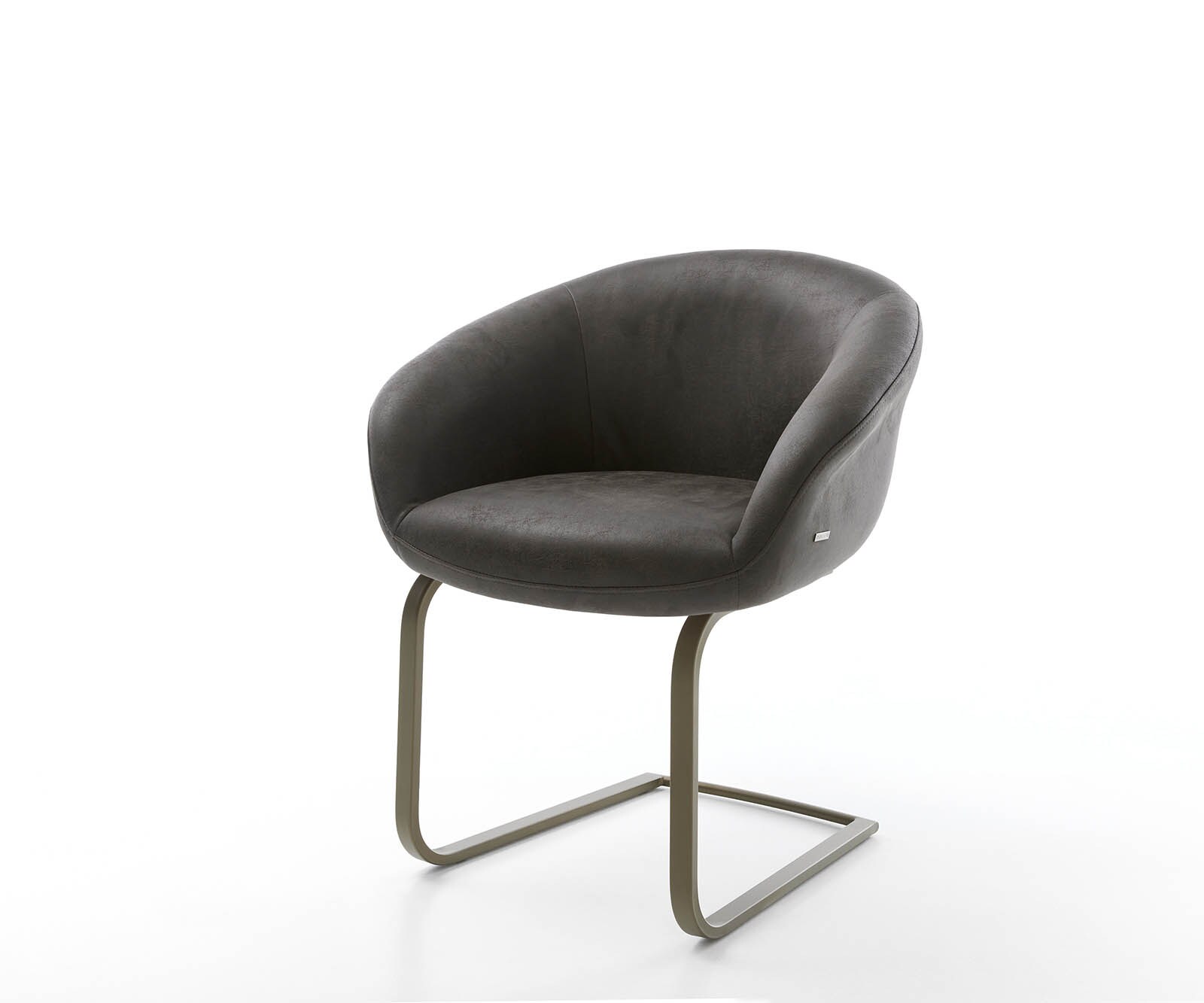 Cantilever Vinka-Flex avec accoudoirs microvelours anthracite vintage pied cantilever plat aspect titane ressorts ensachés