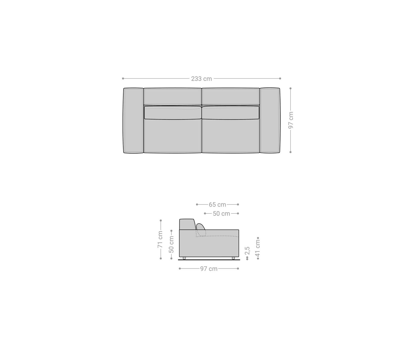 Grand Canapé Sirpio 230x95 cm Cuir synthétique Vintage Anthracite 7