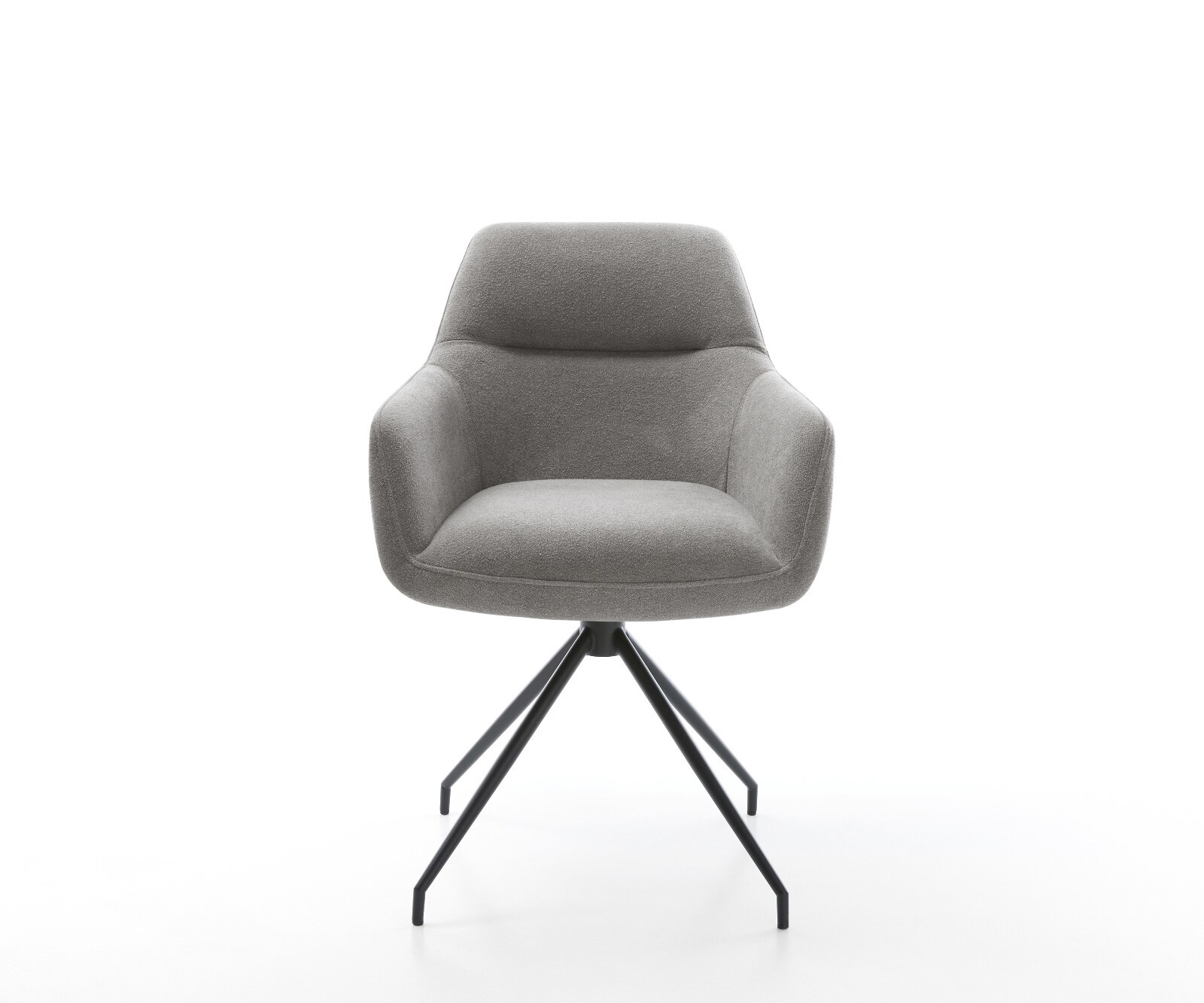 Chaise-de-salle-à-manger Pejo-Flex tissu structuré doux gris pied croisé conique noir resorts ensachés 2