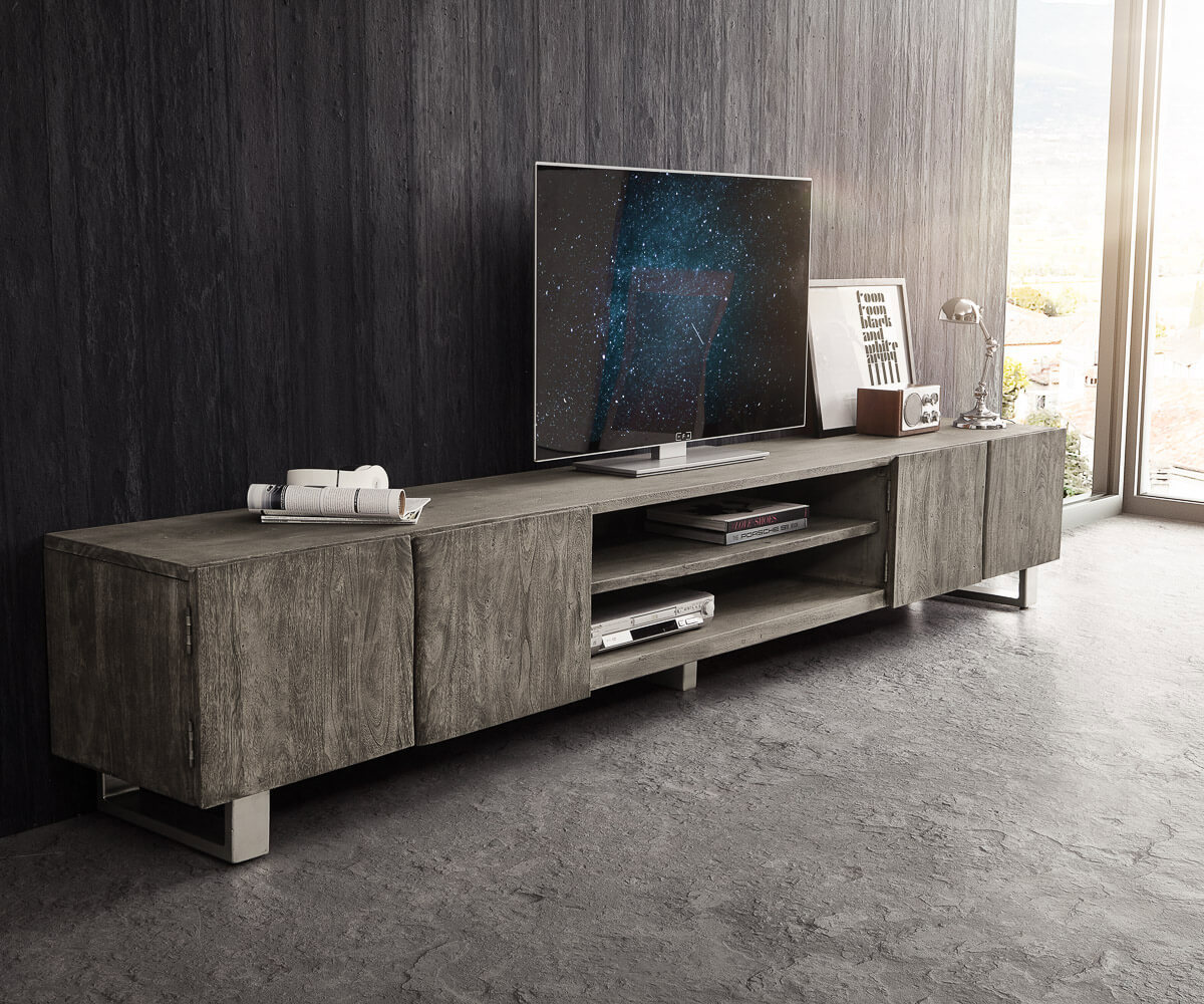 Table-TV Live-Edge Meuble-TV en Acacia 4 portes en bordure d'arbre 2