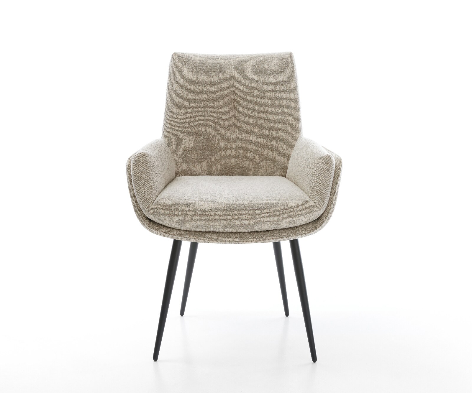 Chaise-de-salle-à-manger Clea-Flex tissu tissé doux beige 4 pieds coniques noir 2