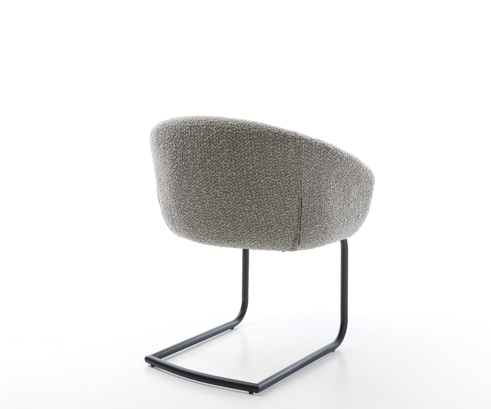 Cantilever Vinka-Flex avec accoudoirs bouclé gris argenté pied cantilever rond noir ressorts ensachés 5