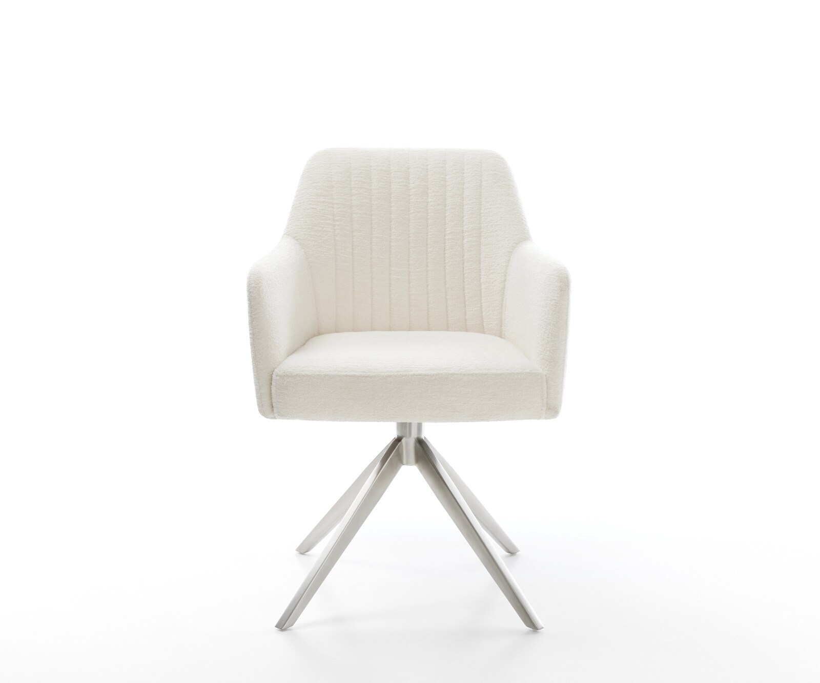 Chaise-pivotante Greg-Flex bouclé doux beige pied croisé large acier inoxydable pivotement sur 360° fonction bascule resorts ensachés 2