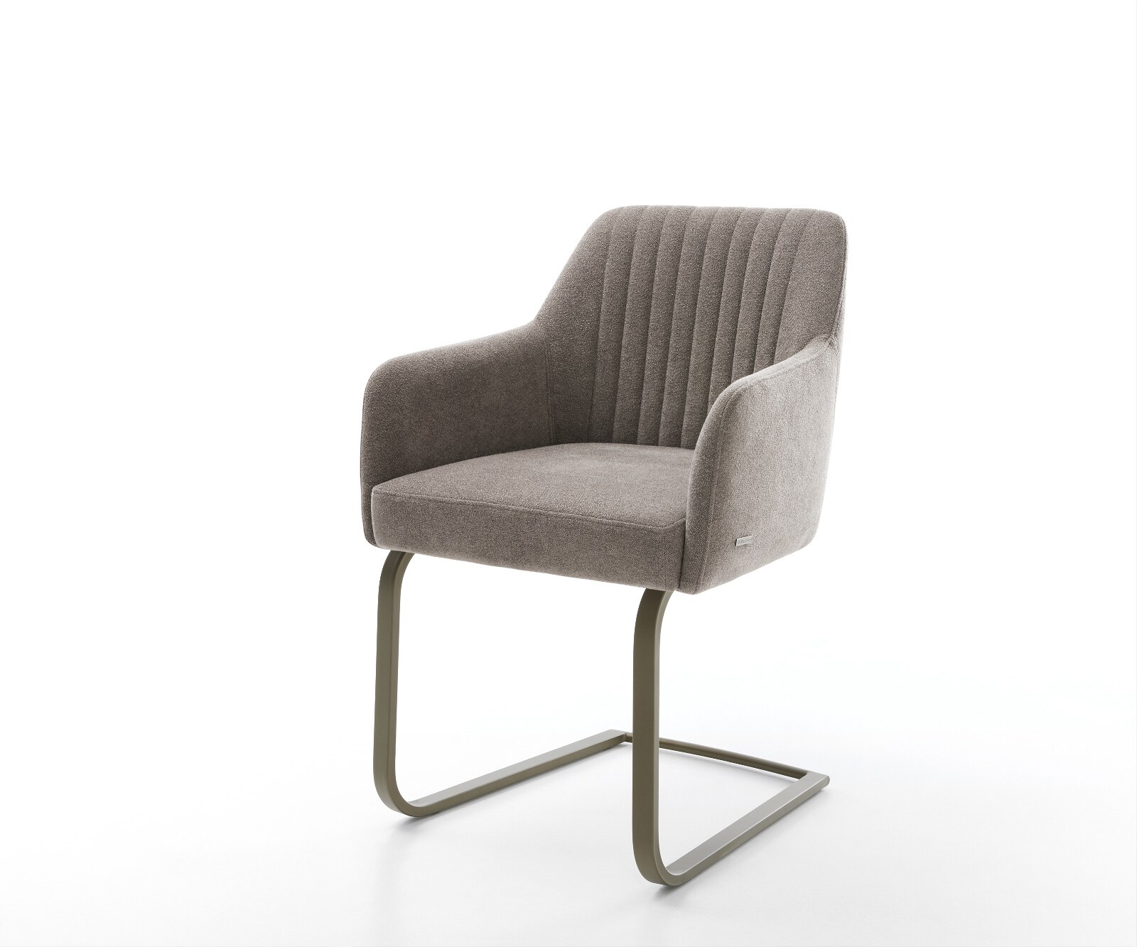 Cantilever Greg-Flex tissu structuré doux taupe pied cantilever plat aspect titane ressorts ensachés