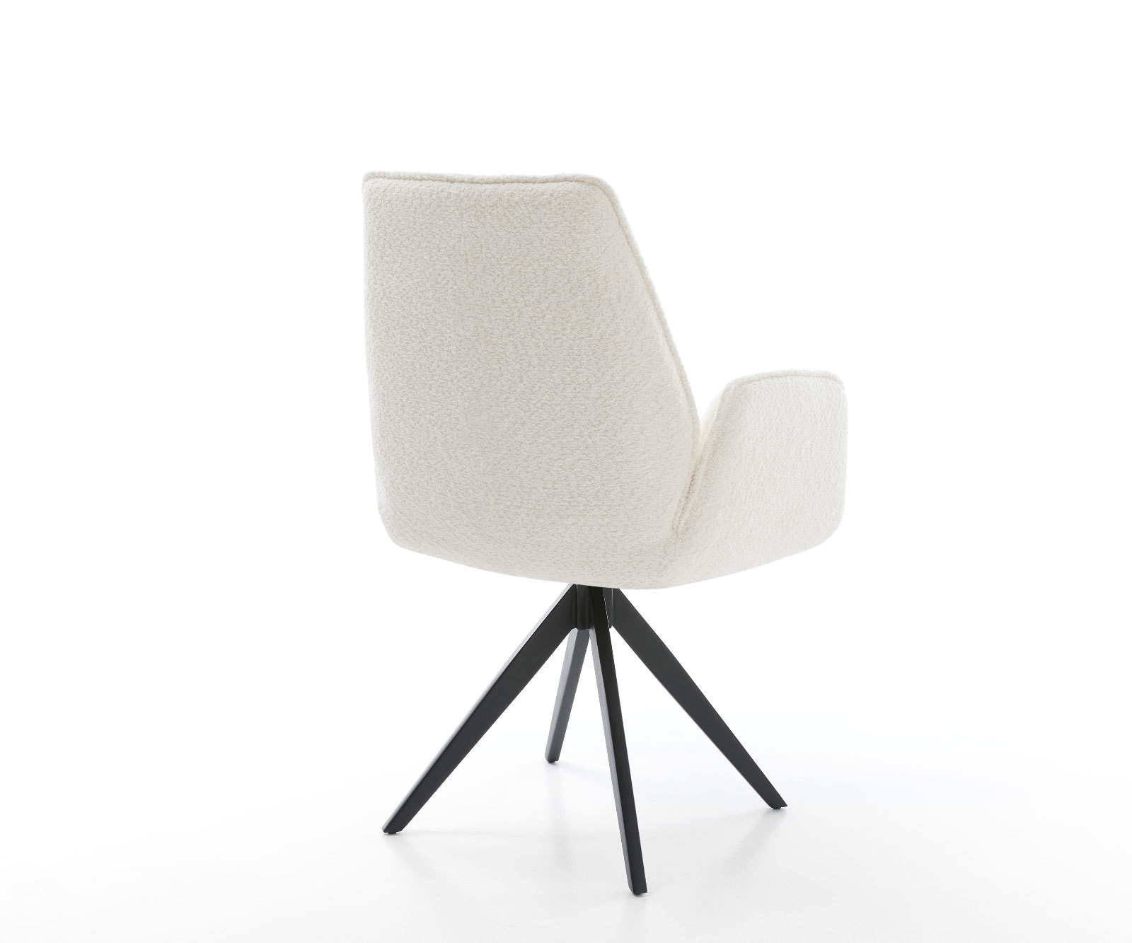 Chaise-de-salle-à-manger Zoa-Flex bouclé blanc pied croisé angulaire noir ressorts ensachés 4 Chaise-de-salle-à-manger Zoa-Flex bouclé blanc pied croisé angulaire noir ressorts ensachés 4