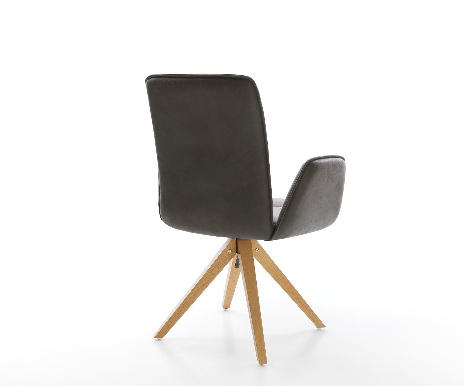 Chaise-de-salle-à-manger Vinja-Flex microvelours anthracite vintage pied en bois angulaire naturel 4