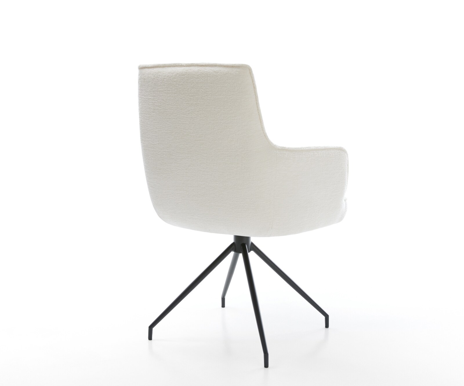 Chaise-de-salle-à-manger Heira-Flex avec accoudoirs bouclé doux beige pied croisé conique noir resorts ensachés 5