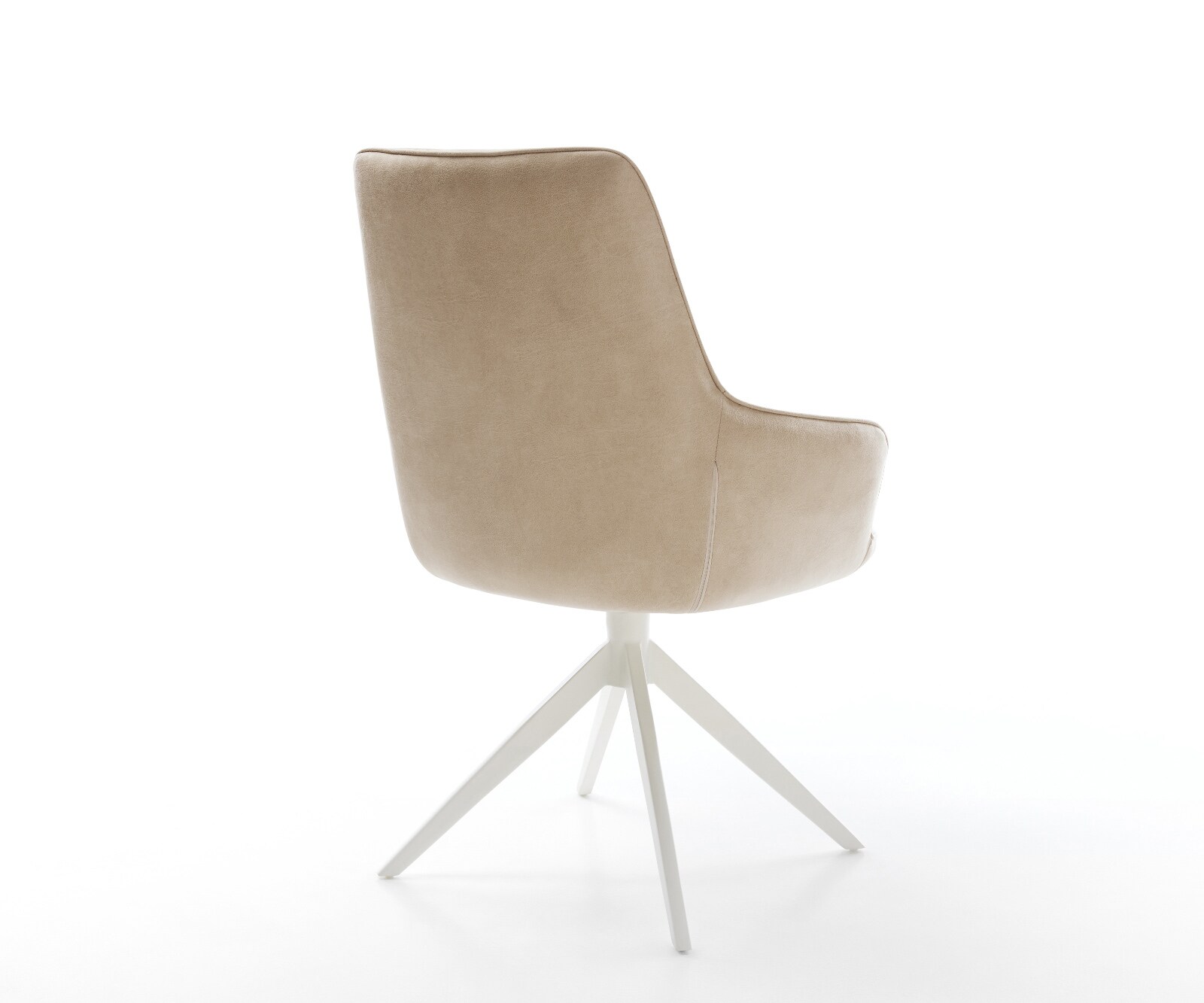 Chaise-pivotante Zelia-Flex avec accoudoirs microfibre beige vintage pied croisé large blanc pivotement sur 360° fonction bascule ressorts ensachés 5