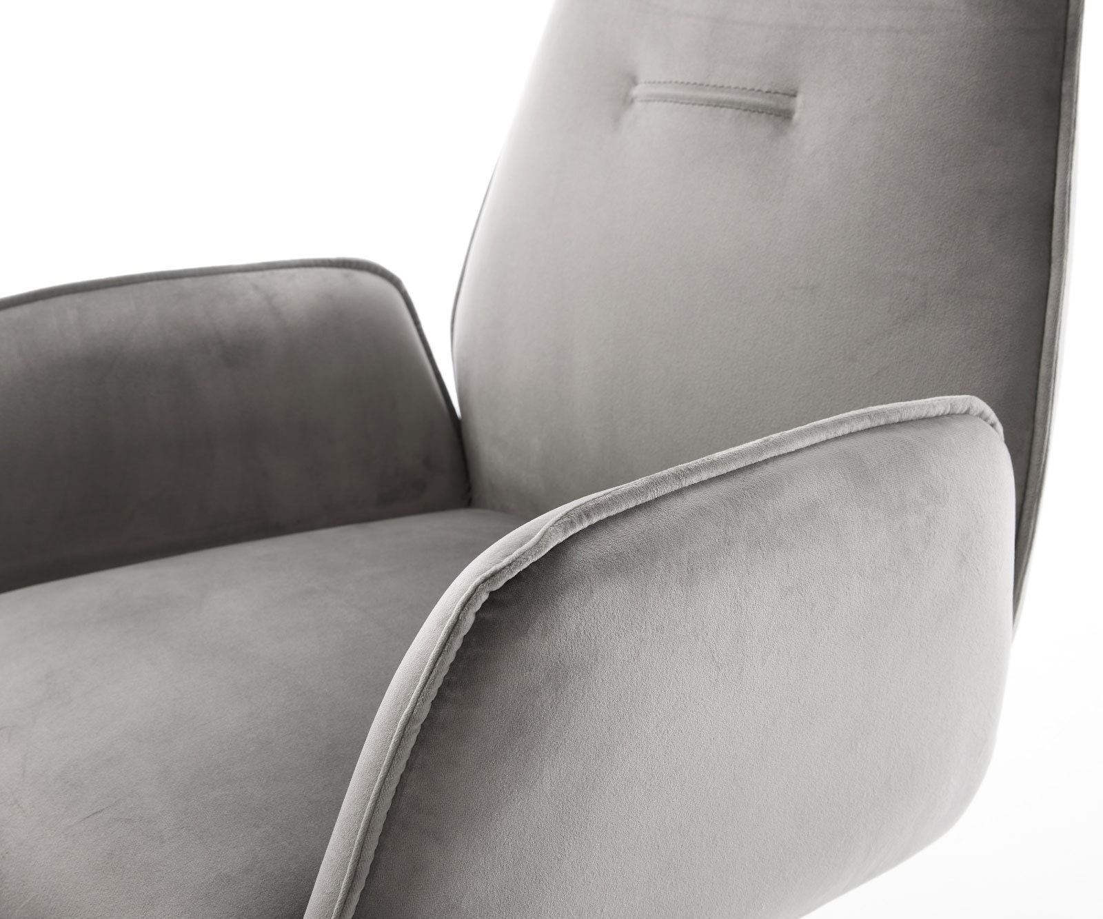 Chaise-de-salle-à-manger Zoa-Flex velours gris pied trapèze acier inoxydable brossé ressorts ensachés 3 Chaise-de-salle-à-manger Zoa-Flex velours gris pied trapèze acier inoxydable brossé ressorts ensachés 3