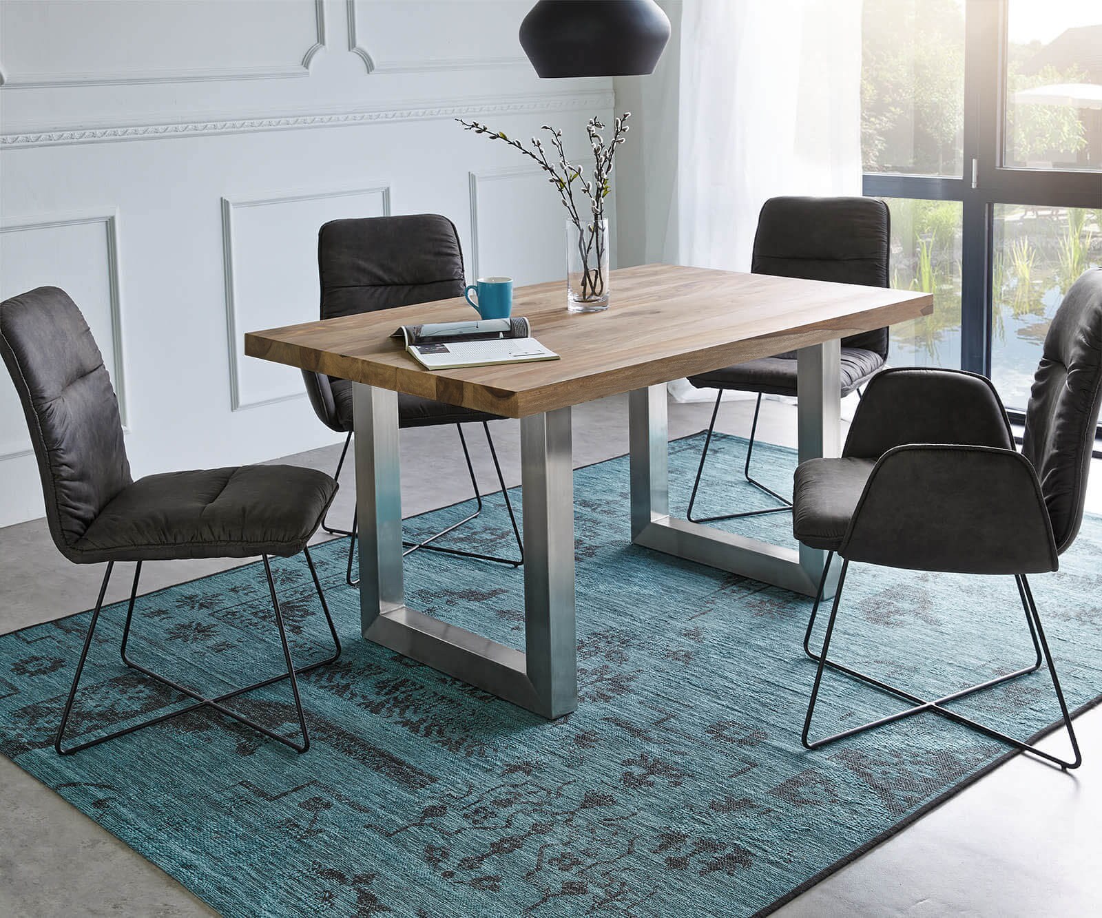 Table-à-manger Classic-Edge en bois massif 2