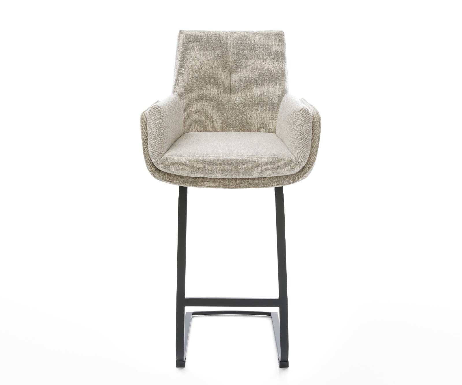 Chaise-de-bar Clea-Flex Tissu tissé doux Beige Pied cantilever plat noir Noir 1