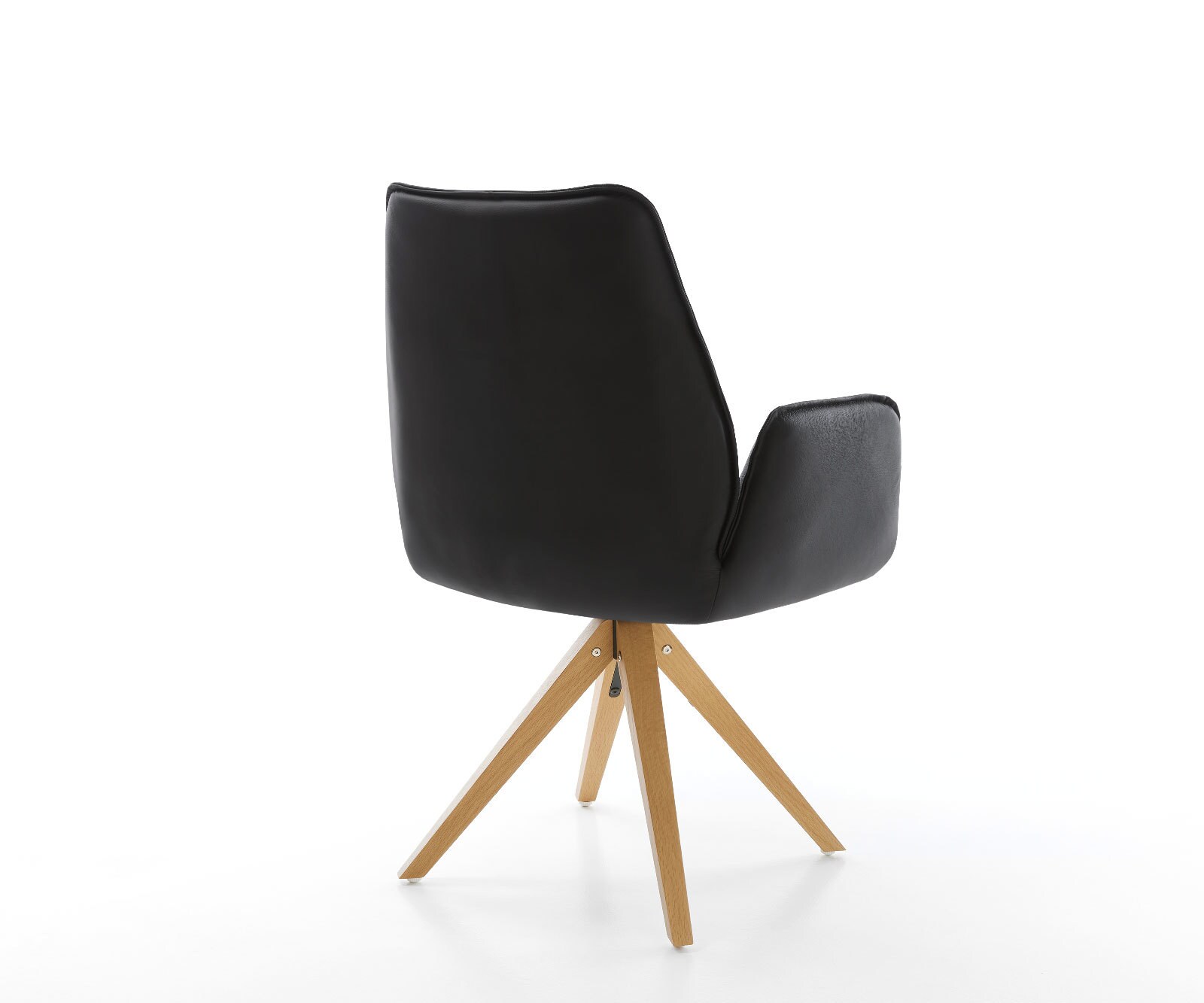 Chaise-de-salle-à-manger Zoa-Flex cuir de vache noir pied en bois angulaire naturel ressorts ensachés 4