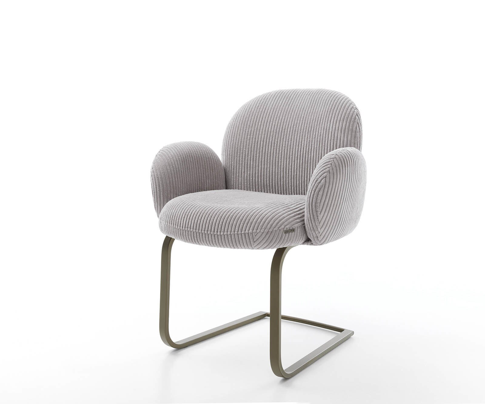 Cantilever Nube-Flex avec accoudoirs côtelé gris argenté pied cantilever plat aspect titane ressorts ensachés 1