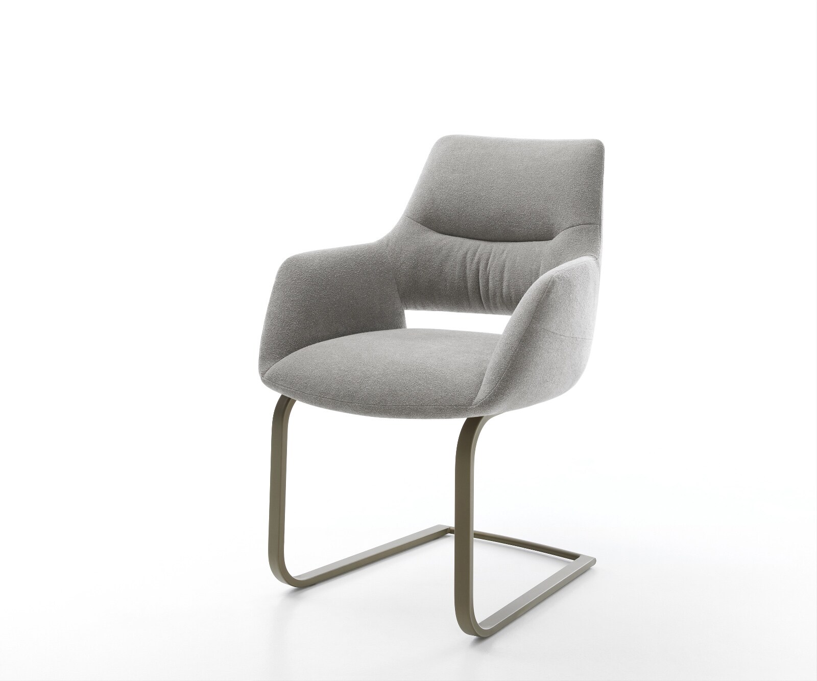 Cantilever Yago-Flex avec accoudoirs tissu structuré doux gris pied cantilever plat aspect titane resorts ensachés 1