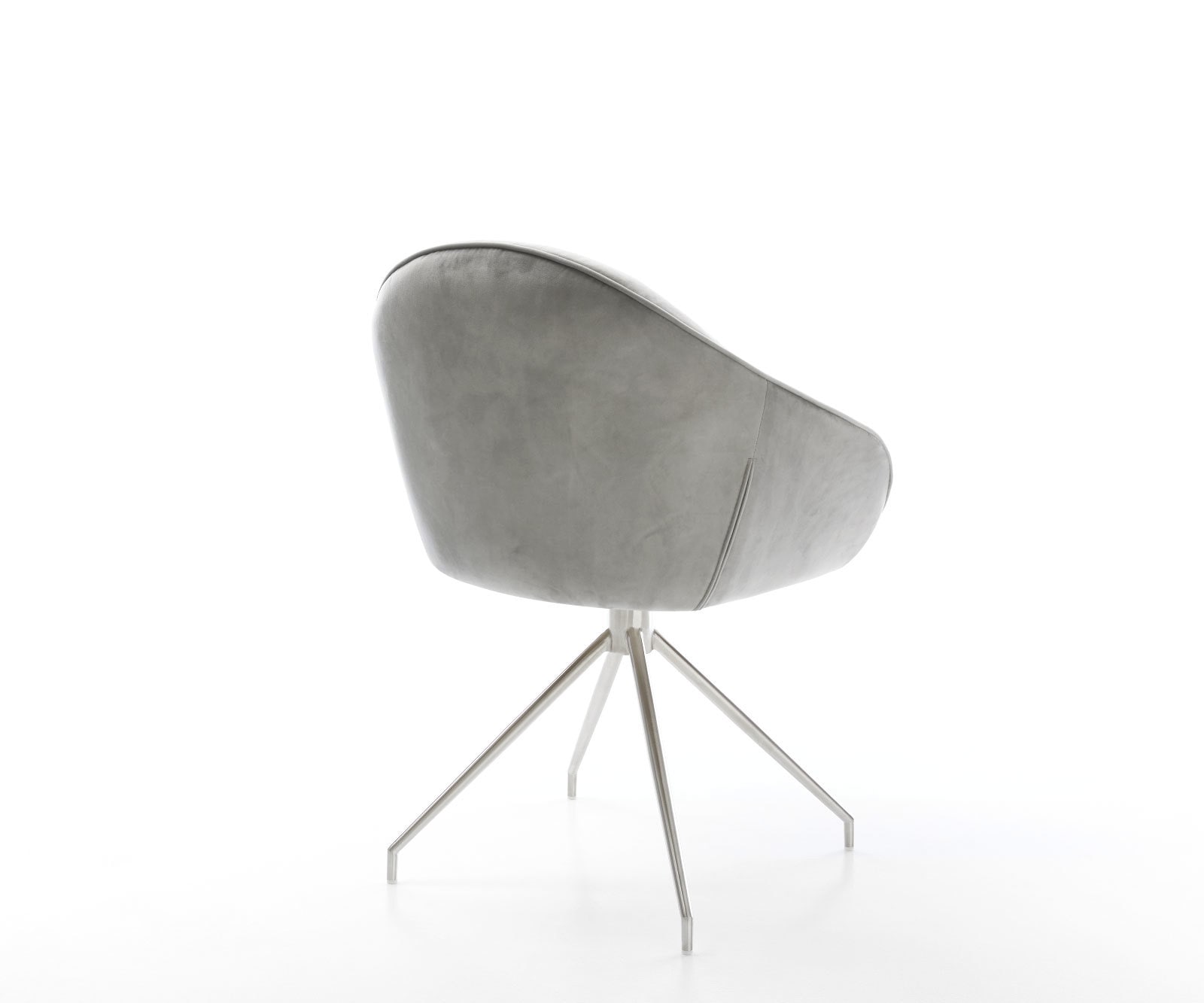 Chaise-de-salle-à-manger Gaio-Flex velours gris pied croisé conique acier inoxydable brossé 4 Chaise-de-salle-à-manger Gaio-Flex velours gris pied croisé conique acier inoxydable brossé 4