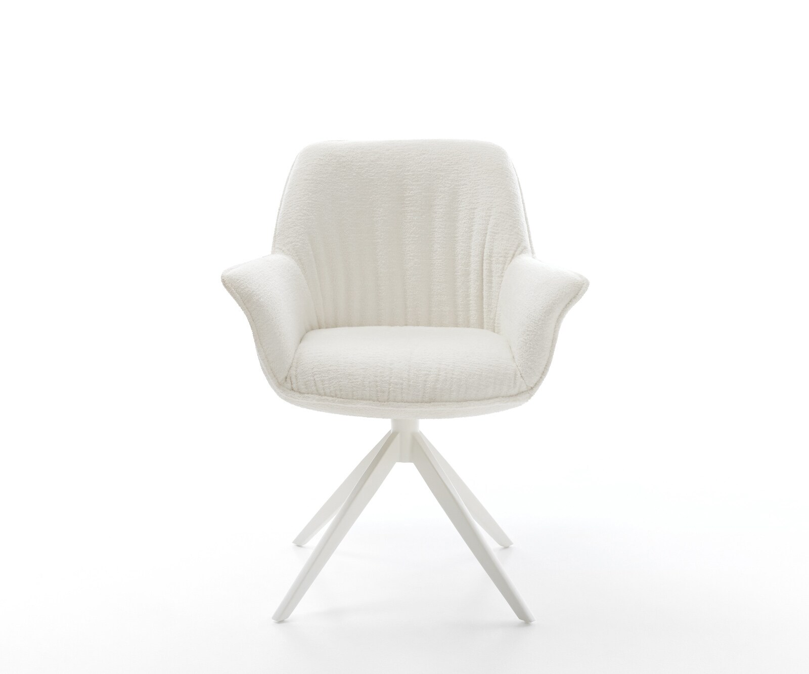 Chaise-pivotante Keila-Flex avec accoudoirs bouclé doux beige pied croisé large blanc pivotement sur 360° fonction bascule 2