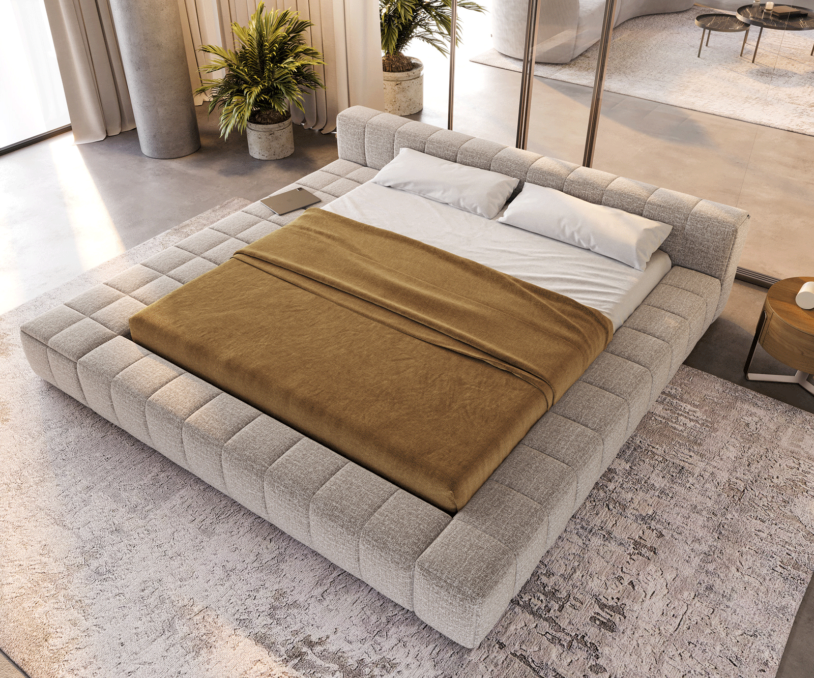 Sommier rembourré Espazio 180x200 cm Tissu tissé Soft Beige 4