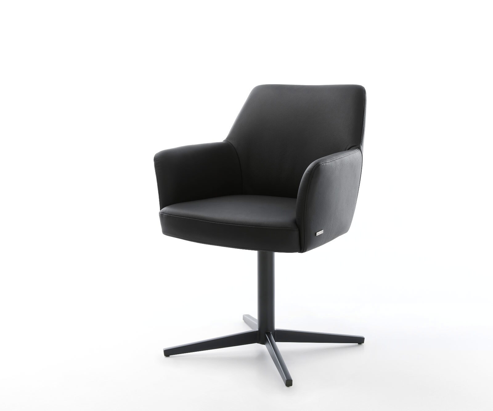 Chaise-pivotante Xana-Flex avec accoudoirs cuir de vache noir pied de chaise 4 branches noir pivotement sur 360° ressorts ensachés 1