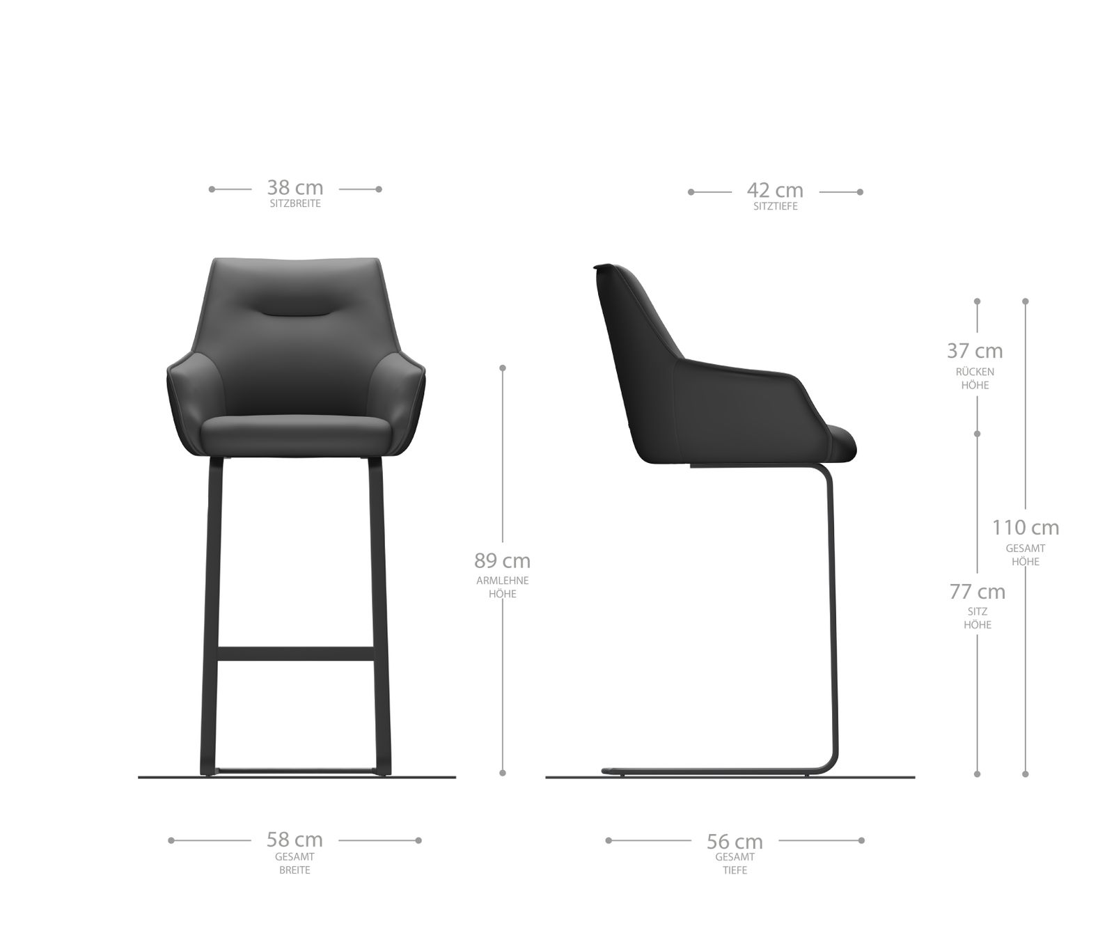 Chaise-de-bar Alja-Flex Bouclé Blanc cadre luge plat Acier inoxydable Ressorts ensachés 6