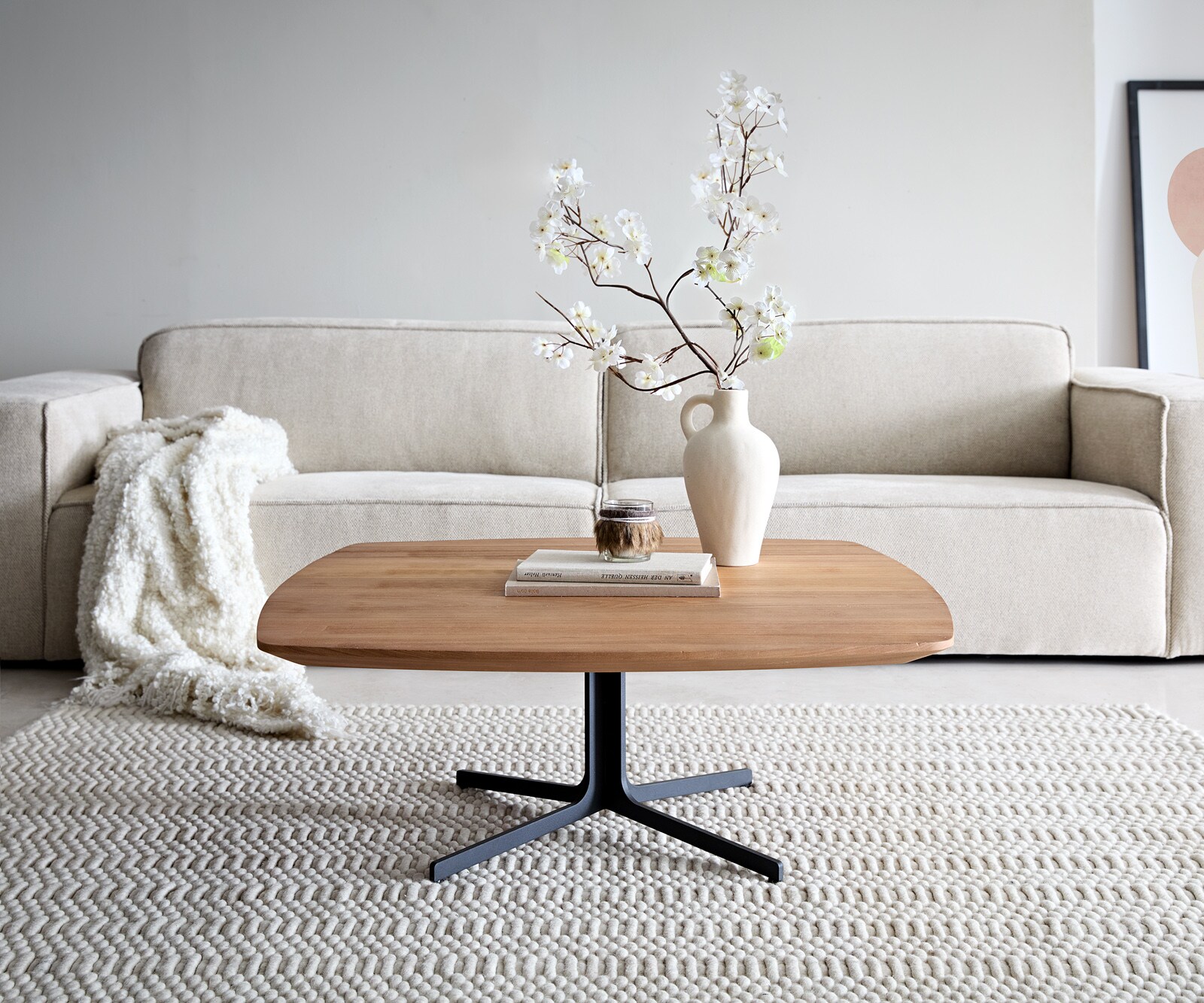 Table basse Talita 90x90 cm orme naturel métal effet titane 2