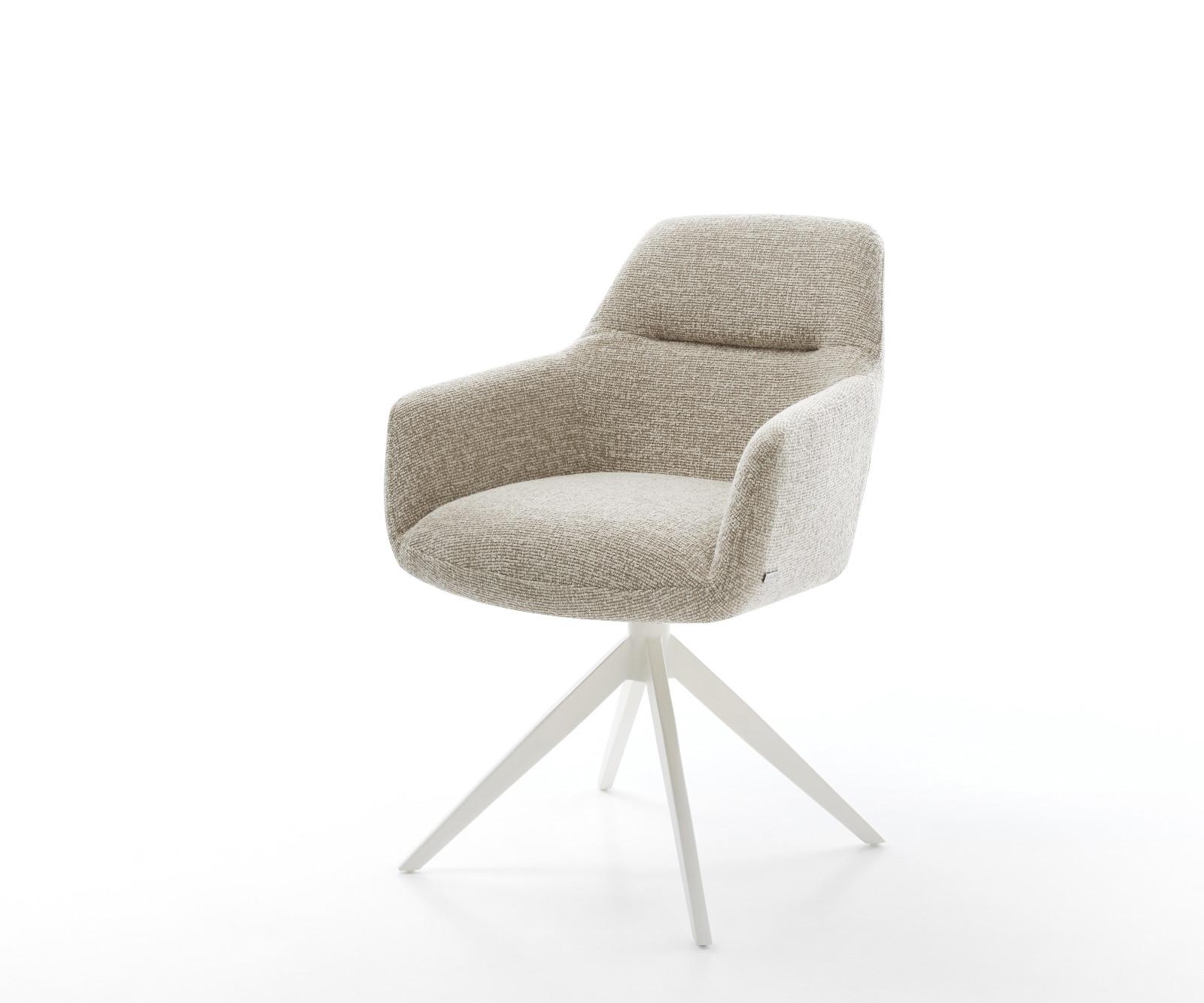 Chaise-pivotante Pejo-Flex tissu tissé doux beige pied croisé large blanc pivotement sur 360° fonction bascule resorts ensachés 1