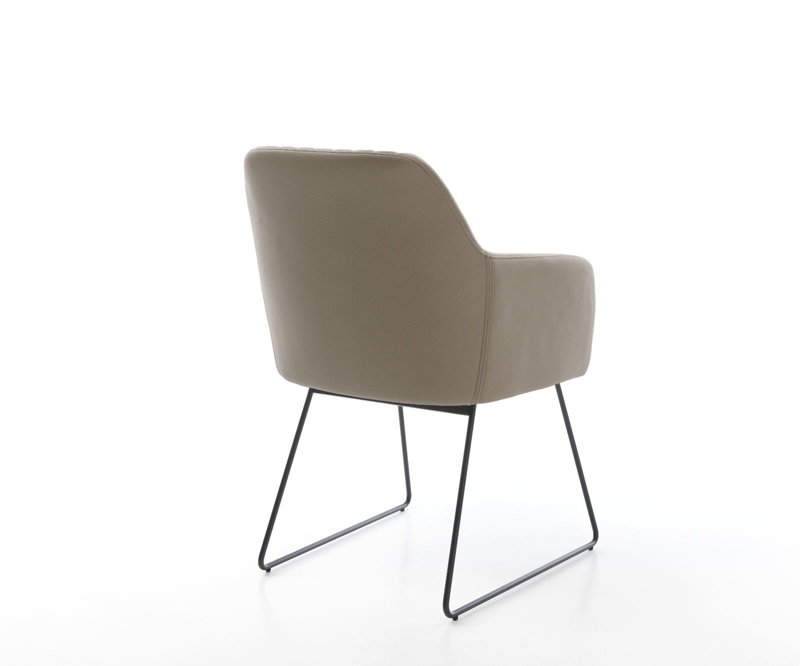 Chaise-de-salle-à-manger Greg-Flex cuir de vache couleur boue pied trapèze noir ressorts ensachés 4