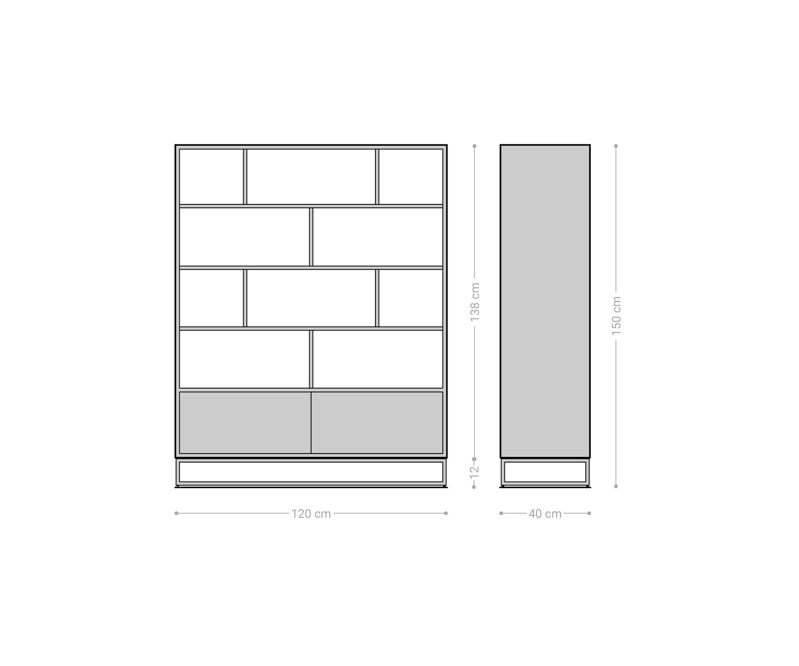 Buffet-haut Famke 120 cm Mango Teck 10 compartiments 2 portes 8